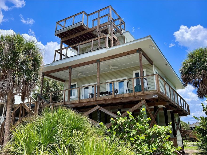 Exceptional price on this lovingly maintained 3 bedroom, 2 bath home located on Little Gasparilla Island, a bridgeless barrier island off the Cape Haze Peninsula, accessible by private boat or water taxi only, offering a tranquil escape from the hustle and bustle of the mainland. This well-built home was constructed in 2008 and has many wonderful features like a large elevated deck with a garage that has storage for yard equipment, a workshop area, and room to store the golf cart (golf cart stays with the house), another large storage room for fishing tackle and beach gear, and another room that is the outdoor shower, perfect after a day on the boat or the beach to rinse off. The first level of the home has a large front porch with plenty of room for grilling, and for outdoor dining or just relaxing, watching the sky turn from blue to pink and orange as the sun sets, and where you can feel the warm tropical breeze. When you walk through the front door you will notice the openness of the kitchen, dining room, and living room with high ceilings and plenty of natural light coming in through the many windows and French doors. There are two bedrooms, one full bath, and laundry closet on the first floor. Upstairs is the primary suite, full bath with glass front walk-in shower, and private balcony where you have beautiful views from gulf to bay across the island. From this balcony you will take the stairs, up one more level to the crows-nest where you have a 360-degree view of the island. From both the private balcony and the crows-nest you can watch the sun rise and sun set each day. Home comes turn-key furnished. Little Gasparilla Island does not have grocery stores, restaurants, or shops, but it does have 3 ½ miles of pristine, uncrowded beaches, ideal for collecting seashells and shark’s teeth, swimming, or simply relaxing in the sun with a good book. The surrounding waters provide excellent fishing opportunities for redfish, snook, snapper, trout, and more. By water, you can easily reach a variety of delightful dock-side restaurants. As the day ends, neighbors often gather by the water’s edge to watch the sunset, concluding another blissful day in this island paradise. Come and discover this lovely home, embrace the unique lifestyle it offers, and experience what it truly means to live on island time.