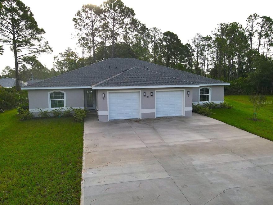 *BOTH UNIT A AND B AVAILABLE!!!*  NEW Luxury 3 Bedroom 2 Bathroom 1 Car Garage Duplex Home for Rent on a Cul De Sac in Palm Coast! Built in 2025, Side A of this amazing home features luxury vinyl flooring throughout, upgraded fixtures and lighting, modern cabinets and vanities. The kitchen features plenty of cabinetry and stainless appliances. Quartz counters match vanities throughout the home. Exit the kitchen to a huge covered lanai area overlooking your own private back yard. Excellent location situates this home in a cul de sac in Seminole Woods with quick access to Target Plaza, Aldis, as well as shopping, entertainment, restaurants, BJs WareHouse, Town Center, Advent Hospital, and everything along the SR100. Enjoy the quick drive to the beautiful local Flagler Beach. The I95 and US1 provide for a speedy commute to both Jacksonville and Daytona Beach. LAWN CUTTING INCLUDED! Apply Today! BOTH UNIT A AND B AVAILABLE!!! LBTR#13922
