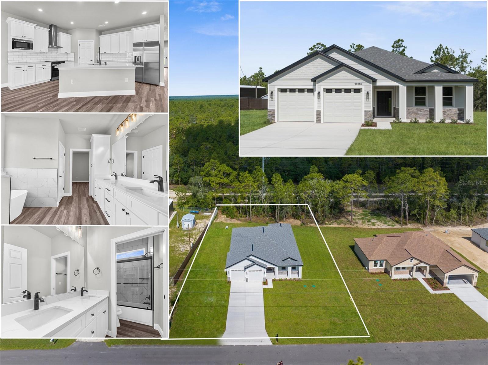 BRAND NEW, Craftsman-Style, Luxury Home!! Completed and MOVE-IN READY!! PAVED ROAD!! NO HOA!! NO FLOOD!! NO REAR NEIGHBORS!! This STUNNING home offers 4 large bedrooms + 2.5 bathrooms + 2 car garage + large front porch + covered rear lanai in a great location close to shopping and zoned for the county's newest schools (K-12)!
This Craftsman-style home with country appeal and stone accents - offers you that southern country feeling! 2,166 sq ft living space; 2,910 total. The front porch with stone accents greets you and your guests!! Entertain your family and friends in this grand living space which is the centerpiece of the home with a large open great room, island-style kitchen and dining room all with 10' ceilings!! The high ceilings and open space offers you a large open spacious feeling where your family can gather for years to come! Every inch of this custom home is upgraded and attention was paid to every inch and every detail including designer faucets and lighting, upgraded baseboards, upgraded windows/sliders, and continuous Luxury Vinyl Plank flooring throughout the entire home (no carpet)!
The upgraded kitchen offers stunning countertops with the modern large, single-level island with breakfast bar big enough for the whole family! Real wood upgraded 42'' soft-close cabinets with a stunning backsplash for that finished luxury look and feel. New stainless steel, upgraded appliances! Generous-sized pantry! The home has a split floor plan offering privacy to the owner's suite with a large ensuite bathroom! The 4th bedrooms is a great option for those who work from home or need that extra room!
The private master bedroom offers a high tray ceiling and an EXTRA LARGE walk-in closet! The ensuite bathroom is a SPA RETREAT in itself with a large stand-alone, modern soaking tub, separate over-sized, floor-to-ceiling tiled walk-in shower and designer shower head and frameless glass, dual sinks, matching real wood upgraded cabinets with framed mirrors, designer faucets and lighting, and a separate toilet room for privacy! There is a half bath off the great room for your guests!! The second bathroom offers dual sinks and matching luxury finishes! The half guest bath is upgraded, as well, to match the home!
Sip your coffee on your large back covered patio in the mornings! Multi-zoned sprinkler system & landscaping! Brand NEW well and septic!! Everything is brand new!! This stunning Craftsman Home, the Bryan V Model, is offered by LDT Construction!! BUILDER'S 2/10 WARRANTY!! Quality Custom Builder. Minutes from shopping, restaurants, movies, schools, Buccaneer Bay Water Park, kayaking the crystal clear Weeki Wachee River, sunsets at Pine Island, boating, fishing, swimming w/the manatees. 1 hr to Tampa & TOP US BEACHES!
***** There are 5 homes on Penn State all by the same quality builder, LDT Construction. Ask to see all 5. Two different models. Gray/White and Warm Beige/White are the two color choices. All should be completed in July 2025. *****