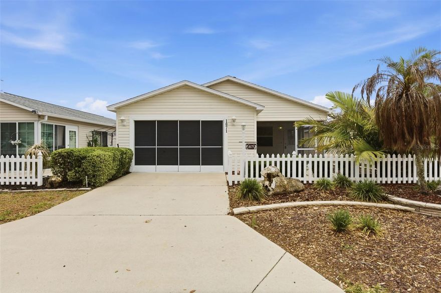 Welcome to this beautiful 2 bedroom, 2 bathroom “Colony” Patio Villa located right in the heart of The Villages near Lake Sumter Landing in the Village of Hickory Grove Villas. This home is completely move-in ready and packed with upgrades throughout. Features include solid cross-grain bamboo flooring throughout most of the home, granite countertops in both the kitchen and bathrooms, oak cabinets, upgraded under-mount sinks and faucets, and stainless steel appliances.

The spacious primary bedroom includes a huge custom walk-in closet with ample space for storage, while the guest bedroom also features custom closets for extra storage. The one-and-a-half car garage stands out with a subtle, but lively decorative epoxy flooring. Outside, the curb appeal really shines with mature palm trees, lush landscaping, stone curbing, and a screened lanai that’s perfect for relaxing. The home also includes upgraded designer lighting and ceiling fans throughout.

Conveniently located within walking distance to Cane Garden Country Club, community pools, and mailboxes, and just minutes from Sea Breeze Regional Recreation Complex, golf courses, tennis and pickleball courts, and more. Lake Sumter Landing is only a short golf cart ride away. Great location, tons of upgrades, and truly ready for its next owner. Call today for your private showing!