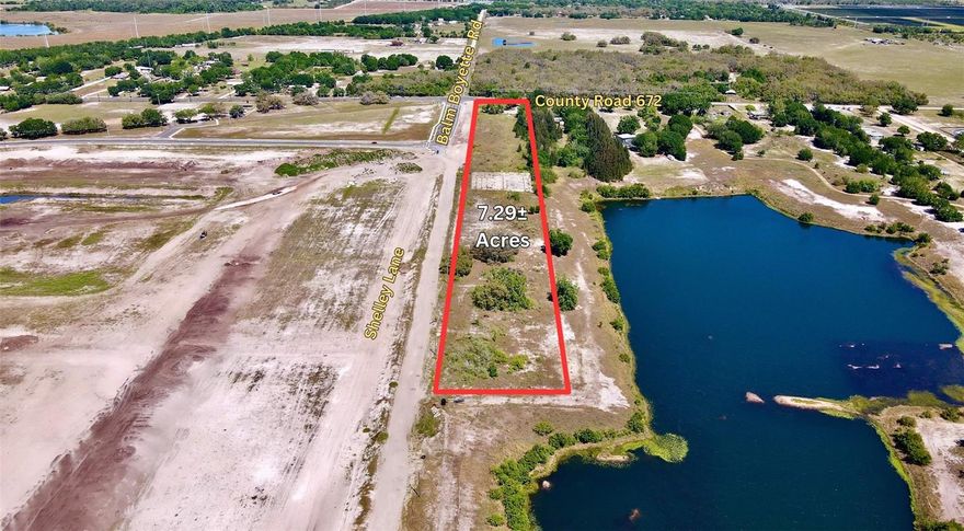 The opportunity is to purchase 7.29 acres of future development land located on County Road 672 (Balm Road) in southern Hillsborough County. It has 180 feet of frontage on County Road 672 (Balm Road).

The property is currently zoned both AS-0.4 (Agricultural Single-Family, which permits 1 dwelling unit per 2.5 acres) and AR (Agricultural Rural, which permits 1 dwelling unit per 5 acres). It has a future land use of RP-2 (Residential Planned-2).

It appears to be completely high and dry. Utilities are being brought east to service the neighboring Balm Groves East project. Once completed, utilities will be in close proximity to the property.

The property is located in Balm in southern Hillsborough County. It has frontage on County Road 672, providing easy access to the property.

It is within a commutable distance to FishHawk Ranch (15 minutes), Apollo Beach (30 minutes), Ruskin (30 minutes), Downtown Tampa (40 minutes), and Tampa International Airport (1 hour).

The Riverview/Balm/Wimauma market is a rapidly growing area consisting of new residential communities, retail, and schools. The subject property is adjacent to an upcoming development, Balm Grove East, which is permitted for 346 units.