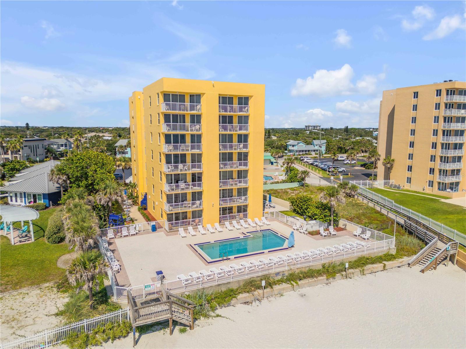 Rare opportunity at Atlantic Plaza—a boutique oceanfront condotel just two blocks south of Flagler Avenue—can now be yours! This beautifully maintained 2-bedroom, 2-bath condo features a private balcony with breathtaking, unobstructed ocean views, perfect for morning coffee or evening sunsets. Inside, you'll find a light and bright open floor plan with solid surface countertops and easy-care tile flooring throughout. Located in New Smyrna’s highly desirable short-term rental zone, this complex has a 24-hour on-site manager with a lobby check-in, similar to a hotel. This unit generates strong income potential with nightly rates around $210 and grossing over $15,000 annually—even with personal owner use. Whether you're looking for a proven rental performer or a peaceful beachfront retreat with long-term upside, this is the opportunity you’ve been waiting for. Schedule your showing today!