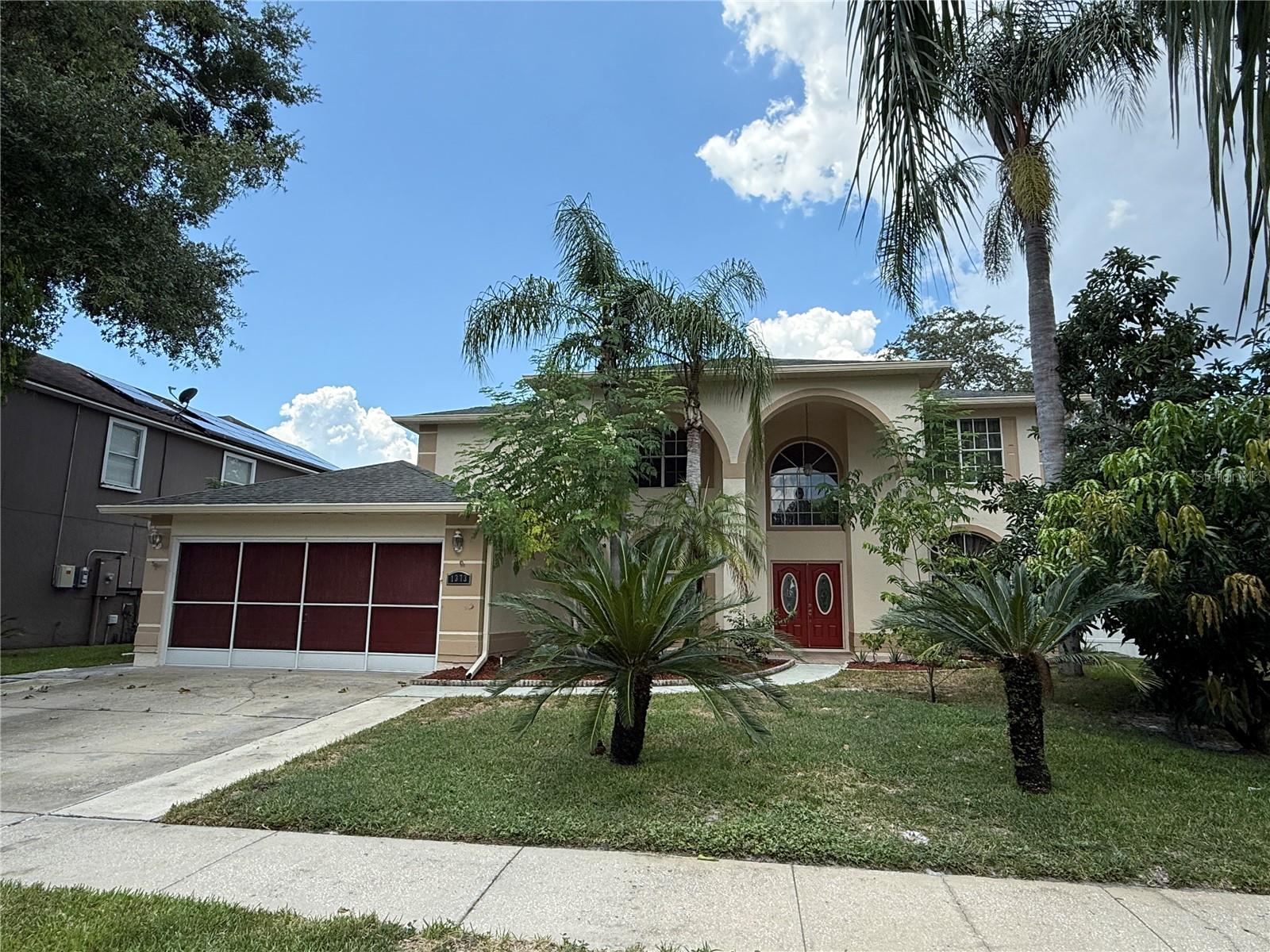 Welcome to this spacious and beautifully maintained five-bedroom, three-bathroom pool home located in the sought-after Pines of Wekiva community in Apopka. This two-story residence offers over 3,300 square feet of living space and is vacant and ready for immediate move-in. The home features an open-concept layout with tile and laminate hardwood flooring throughout—no carpet in sight. The bright family room includes a fireplace and an extra-large sliding door that opens to a screened-in pool area, perfect for relaxing or entertaining. The kitchen includes a walk-in pantry and upgraded appliances. Off the kitchen is a large laudry room that comes equipped with a washer and dryer for added convenience. One guest bedroom is located downstairs, while the primary suite and three additional bedrooms are upstairs along with a spacious loft space. Additional highlights include a two-car garage, a backyard storage shed, and lawn and pool service included in the monthly rent. Located in a quiet, well-maintained neighborhood with easy access to parks, schools, and shopping, this home offers both comfort and convenience for your next chapter.