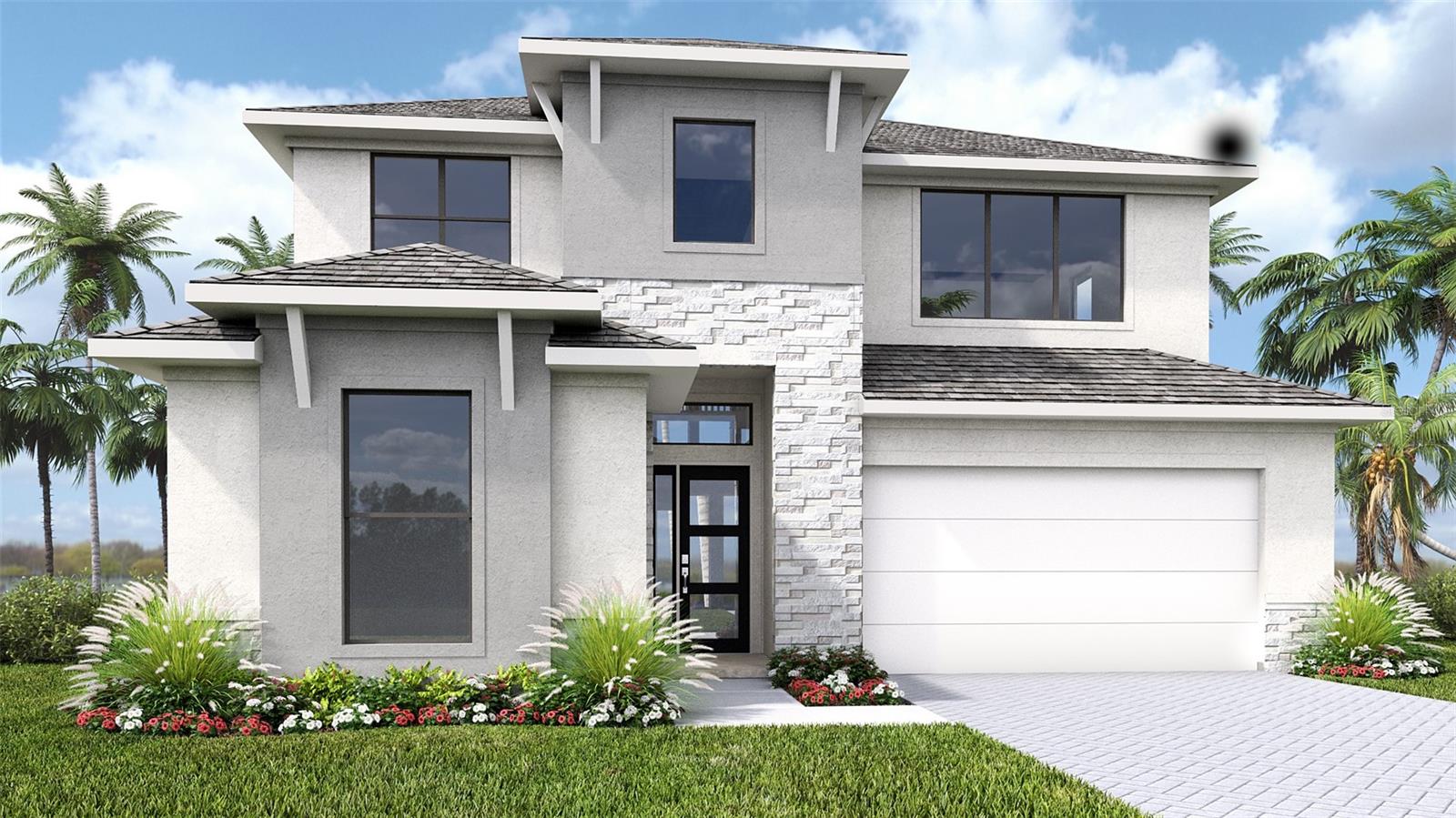 Under Construction. Welcoming entryway is embraced by a private guest suite with full bathroom and ample storage space and French doors that enclose the home office. As you enter the kitchen you will see a large island with built-in seating and a corner walk-in pantry. The dining area is embraced by a corner of windows and provides access to the extended backyard covered lanai. The family room boasts ample natural light from the sliding glass doors overlooking the backyard. The primary bedroom hosts three large windows. Double doors lead into the primary bathroom which features dual vanities, a freestanding tub, glass enclosed shower, and oversized walk-in closet. Upstairs you are greeted by a game room that overlooks the family room below. Two secondary bedrooms with additional storage and a full bathroom complete the second level. The laundry room is located off of the family room. Two-car garage.