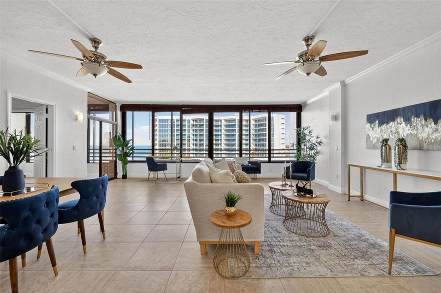 Experience elevated beachfront living at Lido Surf & Sand, where this beautifully maintained Gulf-view Penthouse offers 180 degree panoramic views of the emerald Gulf of America, and over the ICW to downtown Sarasota, with resort-style amenities, and unbeatable conveniences. This light-filled residence features an open-concept layout with high ceilings, a spacious bedroom, and two full baths. The air-conditioned enclosed patio expands your living space and adds an extra sleeping options with sun filled views capturing the shimmering turquoise waters of the Gulf of Mexico and the twinkling skyline of Downtown Sarasota.

Enjoy the ease of assigned covered garage parking, a private storage unit, and same-floor laundry facilities. The community’s full array of amenities includes a heated saltwater beachfront pool and spa, poolside dining portico, fitness center with male and female saunas, social lounge and library, poolside WiFi, and onsite management. All set along a quiet stretch of sugar-sand shoreline with no public parking.
Perfectly positioned by the upcoming Rosewood Residences, this condo offers direct beach access to Ted Sperling Park, near-by St. Armands Circle, and the vibrant energy of Downtown Sarasota. Whether you're savoring sunset views, strolling the beach, or enjoying the nearby shops and restaurants, this is Lido Key beachside living at its finest.

Show and Go. Please provide feedback; Use Showing Time to schedule your private showing today .