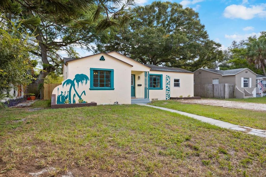 Great location! Close to downtown St Pete! Spacious and updated kitchen. Hardwood floors in living room! Tile in kitchen and bath!  beautiful french doors! Alley access! Nice utility shed with washer/dryer hook ups! Close to shopping, restaurants, parks, Mazzaros, Trader Joes and a short trip to downtown or the beaches! Great home! Afforable pricing! Great curb appeal!