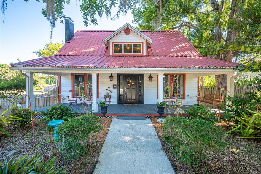 Welcome home to this farm-style craftsman in the heart of historic downtown Bartow! Nestled on a 0.24-acre fully
fenced corner lot, this stunning property exudes character with its charming red metal roof and barn-style frame. The
expansive front porch, adorned with large windows, invites natural light into the living room, creating a warm and
welcoming ambiance. Venture inside to find hardwood flooring throughout the home, complemented by original
terracotta red vintage tile in the kitchen. The open-concept layout features multiple sitting areas and high ceilings,
enhancing the airy and connected feel of the space. The farmhouse kitchen is a chef's delight, boasting butcher block
countertops, floating shelves, stainless steel appliances, and a charming transom window. The primary bedroom on the
main floor is spacious and stylish, complete with a shiplap accent wall and a cozy sitting nook. The primary bathroom is
a showstopper, featuring a walk-in shower, concrete floors, a double sink vanity, and a sunken tub with a ceiling water
spout! Downstairs, you’ll find a convenient half bath for guests and a well-appointed laundry room. Journey upstairs to
discover 3 additional bedrooms and 2 full bathrooms. Two of the bedrooms are mirror images of each other, each with
ensuite bathrooms showcasing black and white historic-style tile. Both upstairs bedrooms are equipped with 2024 mini
split A/C units for peace of mind and comfort for years to come. The large backyard provides ample space for outdoor
activities, and the side parking and outdoor shed adds convenience. Enjoy close proximity to Bartow’s thriving
downtown, including boutique shops, cafes, restaurants, and more! Don’t miss the opportunity to make this 1930s
farmhouse your own!