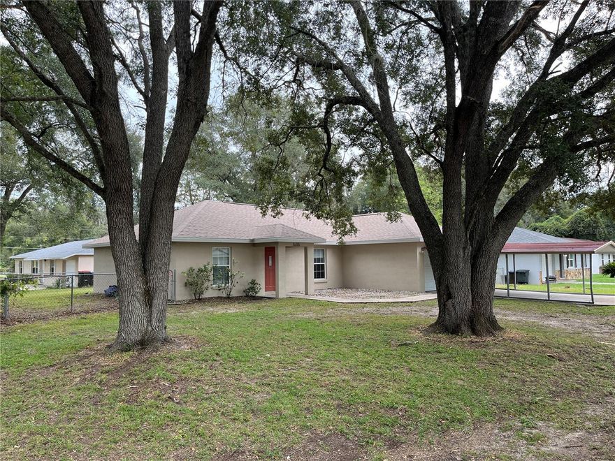 New roof, New HVAC!! This 3/2 split floor plan was built in 2005, located on a corner lot in a quiet neighborhood and close to all Belleview and Ocala have to offer without the worry of and HOA. The back yard is fenced and has plenty of room for pets to run. On the inside, you will find ceramic tile floors, large laundry room and plenty of storage space in the kitchen. The master bedroom has a walk in closet. The living room features a vaulted ceiling giving it a spacious look. This house looks and feels bigger than it is. Schedule your showing today.