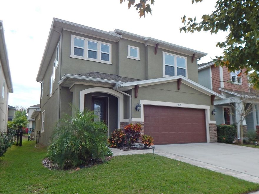 Check out this two story home in Fishhawk West, one of Tampa's premiere master planned communities. This home features wood like flooring throughout the 1st floor, a spacious and open floor plan with 4 large bedrooms, a formal den/study, formal dining room, large family room, a huge kitchen with granite countertops, stainless steel appliances, pantry closet, and a huge breakfast bar island! Downstairs you will also find a guest half bath and the master suite with dual sinks, open shower, and walk in closet. Upstairs' offers the other 3 ample sized bedrooms, two additional bathrooms, and a nice open loft area! Fishhawk West residents have access to community green spaces, top rated schools, community rec centers, pool, lake house, and more! Washer/Dryer are not warranted. Available 6/1/26. Lawn & Interior pest included with rent. Equal Housing Opportunity.