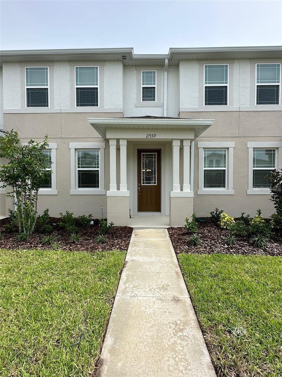 spectacular townhouse located in the new Lake Nona community called Meridian Park with 3 bedrooms, 2.5 bathrooms, and a rear-loading 2-car garage and a spacious driveway. Ceramic tile on the first floor and carpet on the second. Includes internet, washer, dryer, stove, refrigerator, microwave, dishwasher, garbage disposal, and landscaping maintenance. This chef-worthy kitchen features stainless steel appliances, a walk-in pantry, and a breakfast bar. The neighborhood amenities include a community pool, cabana, playground, Clubhouse with a fully equipped kitchen, Game room, Fitness Center, WIFI hot spot in the Amenity Center, and walking trails. This community is tucked away and surrounded by conservation areas, yet it is conveniently located 2 miles from 417, close to 528, Just 9 miles from Orlando International Airport. Restaurants, Supermarkets, Schools, Hospitals, and more. Rent includes 1GB of Internet, lawn care and so much more! GREAT SCHOOL DISTRICT and colleges, as well as the Orlando VA Lake Nona, Nemours Ch. Hospital, and Florida Hospital.