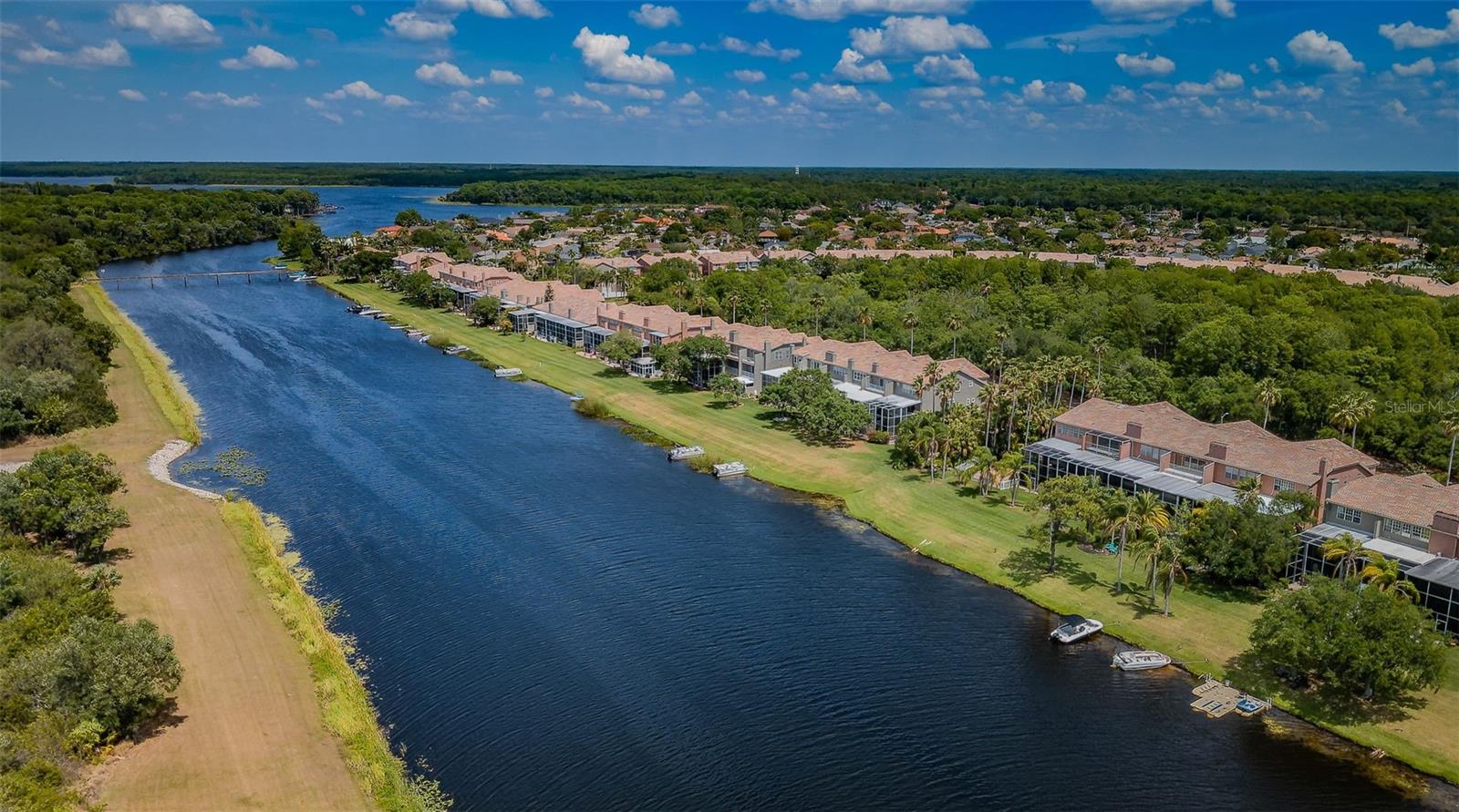 STUNNING, REMODELED BY INTERIOR DESIGNER, LUXURIOUS, WATERFRONT...on Lake Tarpon a 2500 acre lake, Three story TOWNHOME with an ELEVATOR beckons. The SPACIOUS open concept design with EXQUISITE UPGRADES offers a HUGE chef's delight kitchen featuring beautiful custom cabinetry, stainless appliances, a wine refrigerator and a large center island. Countertops are gorgeous quartz with waterfall edges. The porcelain tile flooring throughout provides unity to the contemporary design. The large dining area adjacent to the kitchen leads to the voluminous living room with a wood burning fireplace. Plenty of room for entertaining or enjoying a movie night at home. The wall of sliding glass leads to the spacious lanai complete with tiki bar and hot tub. You're only a stones throw from the lake where you can keep a boat, launch your kayak or paddle board or simply enjoy the view. The second floor has 2 ensuite carpeted bedrooms and a convenient laundry with stacked washer and dryer. PRIVATE Owners Retreat - the entire 3rd floor has it all; Sauna, Jacuzzi tub, Large Walk In Shower with all the bells and whistles. Large Walk In closets with CUSTOM Closet System a Coffee or Wine bar and a Wood burning Fireplace. The AMBIANCE is incredible. There is a full-sized laundry with sink and lovely wood laminate floors throughout the third floor and the staircases as well. Come enjoy a fabulous LOCATION, VIEWS and PRIVACY with stunning interior spaces all in the heart of Palm Harbor. NO FLOOD INSURANCE REQUIRED