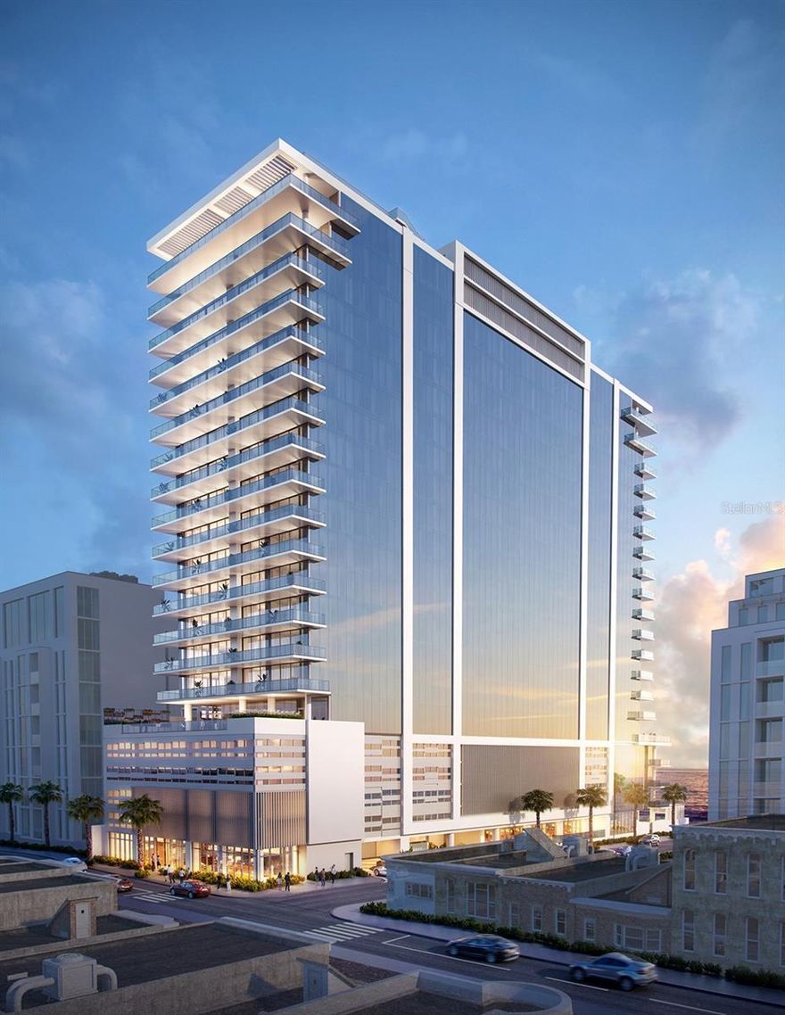 Pre-Construction. To be built. Selling Pre-Construction – Perfectly reimagined by renowned architectural firm SB Architects. Live in this exclusive new condominium located on the prominent and stylish Ashford Avenue at Condado Beach. As one of the tallest residential buildings in San Juan, this 250-foot luxury residential tower redefines modern island living.

Residence 1802 with northeast exposure offers 4 bedrooms and 5.5 bathrooms with a broad interior space of 3,965 SF and an extensive 421 SF terrace resulting in 4,386 SF of total living space. Stunning direct views of the Atlantic Ocean and beautiful sunrises will be your day-to-day panorama. The residences will include Poliform Italian kitchens and closets. Kitchens will be equipped with Miele, Wolf and Sub-Zero premium appliances. Main spaces will have soaring 9’4’’ ceilings. Homes will also be delivered pre-wired for the smart home system.

Enjoy the elevated design with panoramic views in every direction overlooking the revered Condado District. With a modern and vibrant architectural silhouette, the 66 residences with corner exposures have broad glass walls to optimize views from every angle. The double exposures and deep balconies offer terraces with unparalleled scenery to the Atlantic Ocean, Condado Lagoon and the breathtaking skyline of Condado Beach.

Available in three and four bedroom layouts, the contemporary and elegant interiors, as envisioned by award-winning interior design firm Hirsh Bender & Associates, maximize light, air and space in every room. Generous proportions perfectly combine everyday living and entertaining. Residents can enjoy a wealth of amenities including a 75-foot infinity pool and wet bar overlooking the ocean, a club room and lounge, children’s play room, theater room, a state of the art fitness center, a wellness center with steam room and sauna, private dining room with chef’s kitchen, individual wine cellars, a business center and 24-hour concierge, doorman and valet service. This white-glove, full service building will certainly become your personal urban beach sanctuary.