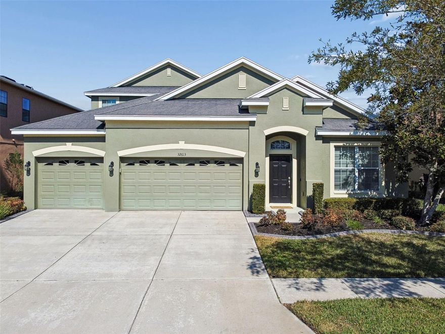 **Seller is a licensed real estate agent in the State of Florida.**                                                                                                          Situated within the gated Peregrina enclave of the established WaterGrass master-planned community in Wesley Chapel, this well-maintained 4-bedroom, 3-bath residence offers over 3,080 square feet of thoughtfully designed living space and includes a recently completed saltwater pool. The split floor plan places all bedrooms on the first level along with a dedicated office, while a spacious upstairs bonus room provides additional flexibility for a media room, playroom, or secondary living area.

The eat-in kitchen features stainless steel appliances including a double oven, granite countertops, a center island, and peninsula seating. A butler’s pantry and walk-in pantry provide additional storage. A new refrigerator and dishwasher have been recently installed. The layout also includes a separate formal dining room.

Tray ceilings in the dining room, living room, and primary bedroom add architectural detail. The primary suite includes a walk-in closet and an en-suite bath with a soaking tub and separate shower.

The first floor features water-resistant engineered hardwood flooring, while the second floor includes newer carpet. The fully fenced backyard includes a covered patio and direct bathroom access from the pool area. The saltwater pool anchors the outdoor living space and provides a functional setting for relaxation or entertaining.

Additional improvements include a new HVAC system installed in 2024 with UV air filtration.

WaterGrass offers residents access to community pools, a clubhouse, fitness center, playgrounds, tennis and basketball courts, and walking trails. Convenient access to I-75, SR 54, shopping, dining, medical facilities, and nearby schools adds to the overall appeal. Seller is offering a home warranty for added buyer confidence. Schedule your private showing today.