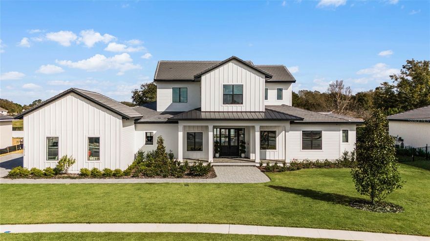 Make this NEW (completed summer 2023), custom- constructed home your own! Reserve of Windermere has completely "sold out", take advantage of a quick move into a newer home!! Five bedroom, 5.5 baths, bonus, loft and office home completed summer of 2023. ELEMENT Home Builders constructed to include all the luxury finishes and quality standard of construction such as blow in insulation beneath the roof decking and within open cells of block wall.  Calculated, engineered AC system with multiple thermostats. Epoxy garage floor with extended warranty. Solid core interior doors and insulated windows and sliders. Ceiling heights first floor 11'4", second floor 10' flat. Tongue and groove, stained wood under outside porch and lanai. Remote retractable screens on rear lanai, fenced in pool with black aluminum fence. All ensuite baths with designer tile, sunken showers and seamless glass. High quality application to stucco, Sherwin Williams primer and two coats of exterior paint. Zosia sod and complete irrigation system to maintain designer landscape package. All wood custom cabinets in kitchen are accompanied by quartz countertops and a Thermadore appliance package.  Walk in pantry finished with built-in shelving.  Laundry room has built in washer and dryer with cabinets and laundry sink.  Stop and drop just inside the garage door for storage, shoes and backpacks. Complete audio/ visual package, details attached to listing for specifications with plans and proposed guest home.