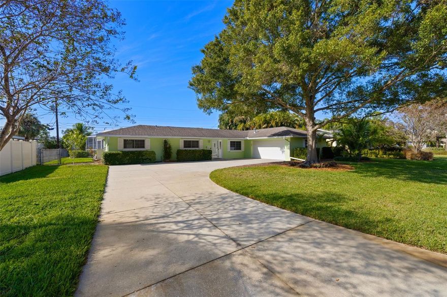 This well-designed home offers a functional layout with a seamless flow between the living, dining, and kitchen areas—ideal for everyday living and easy entertaining. The kitchen is complemented by a nearby breakfast area and a conveniently located laundry room, and has been fully renovated with new soft-close cabinetry, quartz countertops, updated fixtures, and all-new Whirlpool appliances. An upgraded electrical panel, updated outlets and switches, and enhanced power to the stove further support modern living. A split floor plan provides added privacy, with the primary bedroom featuring an en-suite bathroom and two closets. Both bathrooms have been thoughtfully updated with new cabinetry, quartz countertops, modern faucets, and updated ceiling lighting. Two additional bedrooms are located on the opposite side of the home, sharing a full bathroom with a bathtub and offering generous closet space. Additional interior improvements include new baseboards, new closet doors, and fresh interior paint throughout. Situated in a quiet, well-kept neighborhood, the property offers easy access to downtown St. Petersburg as well as convenient routes to Tampa and Clearwater. Outdoors, enjoy a spacious covered patio along with a screened-in porch overlooking the swimming pool, creating multiple options for relaxing or hosting guests. The pool has been resurfaced, with updates to the deck, skimmer, pump, and lighting over time, making it a true backyard retreat ready to enjoy.