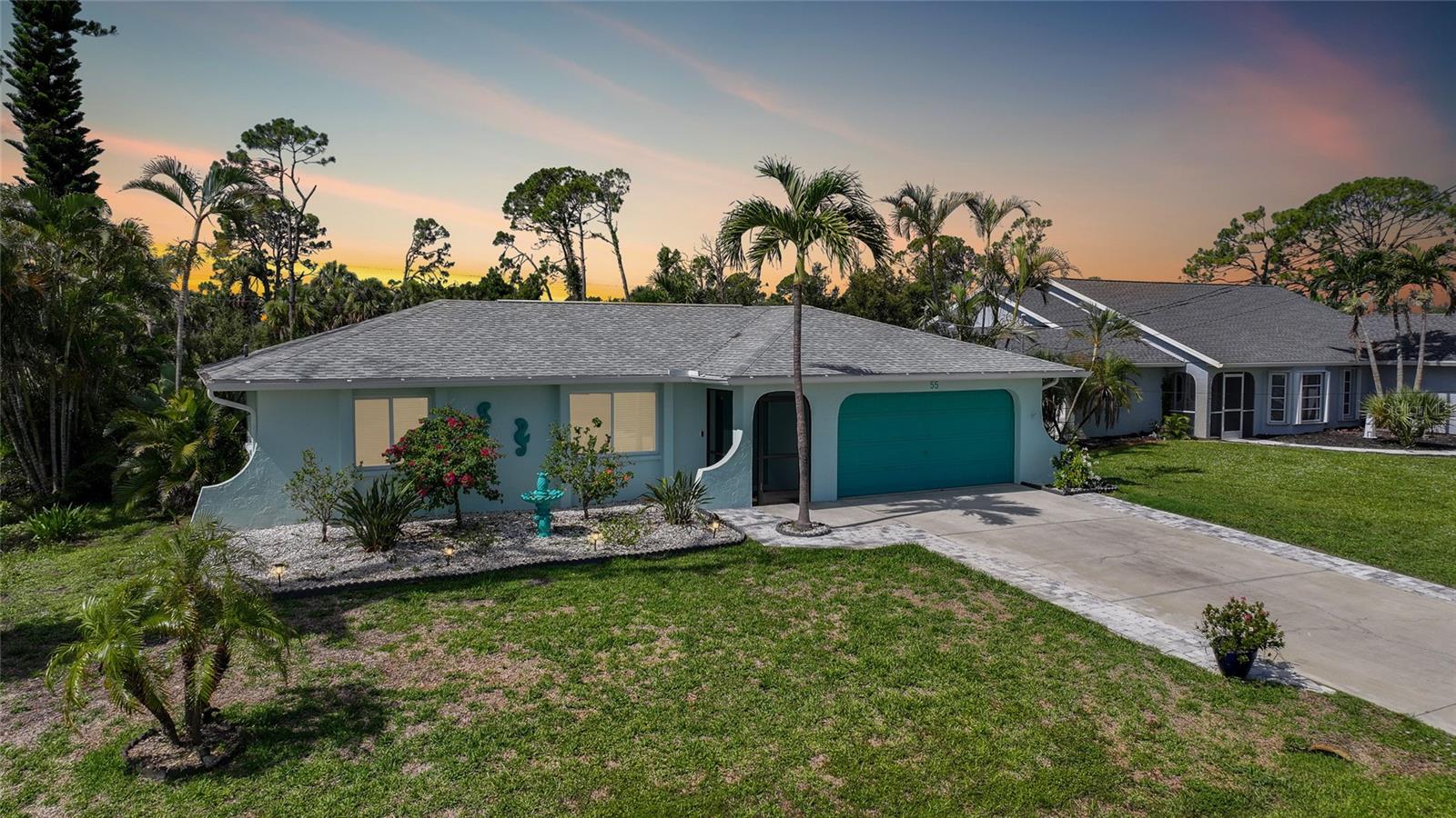 Welcome to 55 Mark Twain Lane, a beautifully remodeled and meticulously maintained home in the Pebble Beach section of the Rotonda West community. Backing onto a peaceful greenbelt, this home offers a private, lushly landscaped setting with Areca Palms, new sod, and even an outdoor shower—perfect for enjoying Florida living to the fullest.
Enjoy peace of mind with recent upgrades already done for you, including a new roof (2023), A/C and ductwork (2020), hurricane-impact windows (2021), water heater (2020), and a re-screened lanai with new aluminum framing. The irrigation system and pump were also replaced in 2021, keeping the lawn and Areca Palm-lined backyard vibrant and inviting. There's even an outdoor shower for rinsing off after a beach day.
Inside, you'll find flexible living space with a second dining area that can double as a home office. Whether you're looking for a permanent home or a seasonal getaway, this charming property delivers comfort, style, and location.
Just minutes to Gulf beaches, parks, nature preserves, and world-class golf, Rotonda West offers a welcoming, active lifestyle with five golf courses, a clubhouse, and canal access nearby.
This is your chance to own a move-in ready Florida gem—welcome to paradise!
