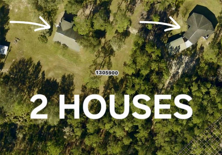 Escape the ordinary and own your own private estate with TWO HOUSES ON THE PROPERTY, just 8 miles as the crow flies from the theme parks! Rare opportunity to own a truly private retreat on 5+ acres featuring two separate homes. One house is a 3 bed 2 bath the other is a 2 bed 2 bath. Both concrete block stem wall foundations and complete independence. Both homes have their own well, septic, and electric, offering self-sufficiency and no shared utilities. Enjoy the freedom of NO HOA, NO CDD, NO water bill, and NO sewer bill. The property is designed for versatility while maintaining exceptional privacy with no nearby neighbors. Outdoor enthusiasts will appreciate the ability to enjoy traditional rural sporting and recreational activities right on their own land. An RV-ready 220 hookup is already in place for added convenience. Tucked away in a peaceful setting, yet just minutes from shopping, dining, major roadways, and offering quick, easy access to the theme parks, this property delivers the perfect balance of seclusion and accessibility. Don’t miss this chance to make it yours!