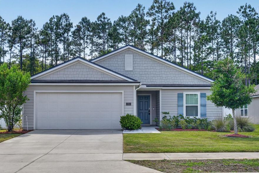 Discover comfortable Florida living in sought-after Sawmill Creek at Palm Coast! Built in 2021, this 3-bedroom, 2-bath home offers 1,557 square feet of thoughtfully designed living space with an open and inviting layout perfect for everyday living and entertaining. Tile flooring runs throughout the main living areas with carpet in all 3 bedrooms. The spacious kitchen offers white cabinetry with granite countertops, a large pantry, and stainless steel appliances. A sliding glass door off of the dining room opens to concrete patio and fully fenced backyard--ideal for pets, play, gardening, or relaxing outdoors in privacy. Within walking distance to the community pool and within minutes of Flagler Beaches.
Square footage received from tax rolls. All information recorded in the MLS intended to be accurate but cannot be guaranteed.
