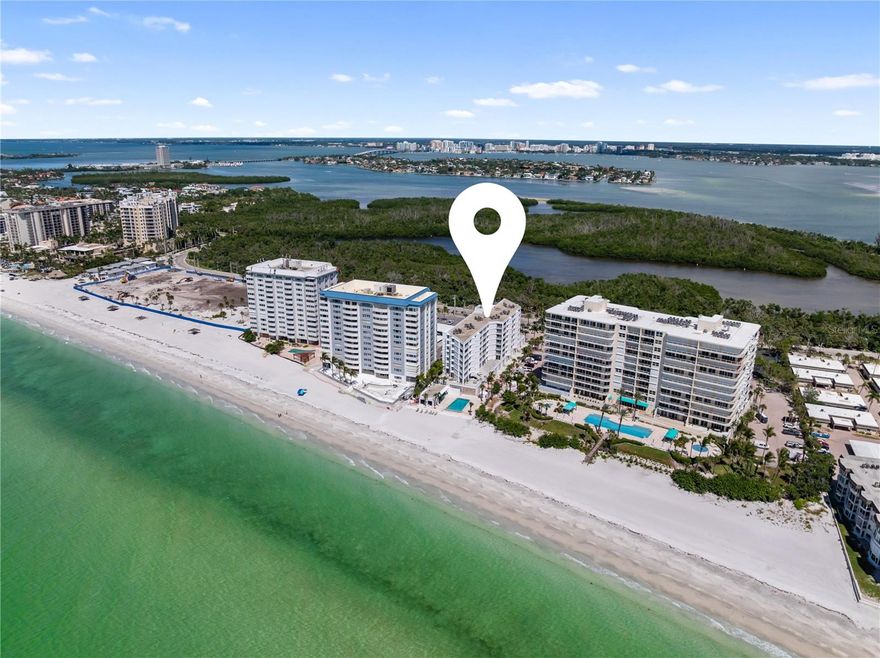 Experience the best of coastal living at Lido Harbour Towers with this stunning 3-bedroom, 2-bath residence boasting panoramic views of both the Gulf and the Downtown Sarasota skyline. Perfectly situated on Lido Beach, this 1,380-square-foot condominium captures the beauty of Sarasota from sunrise to sunset.

Inside, the home has been thoughtfully updated with impact-rated windows and sliders, modern flooring, and light-filled living spaces. The open-concept layout frames breathtaking water vistas in every direction—glistening Gulf waters to the west and the sparkling city lights of Downtown Sarasota to the east. Step onto your private balcony and enjoy spectacular sunsets over the Gulf, followed by the glowing nightscape of the city.

The primary suite offers a serene retreat with dramatic Gulf views, while two additional bedrooms provide ample comfort for family and guests.

Residents of Lido Harbour Towers enjoy direct beachfront access, a heated community pool, gated under-building parking, and secure elevator access. The comprehensive condo fee includes water, sewer, trash, cable, exterior building insurance, and pool maintenance—ensuring carefree ownership.

All of this, just minutes from the boutiques and dining of St. Armands Circle and the cultural attractions of Downtown Sarasota. Whether as a seasonal getaway or a full-time residence, Unit 407 offers an unmatched blend of luxury, lifestyle, and location.