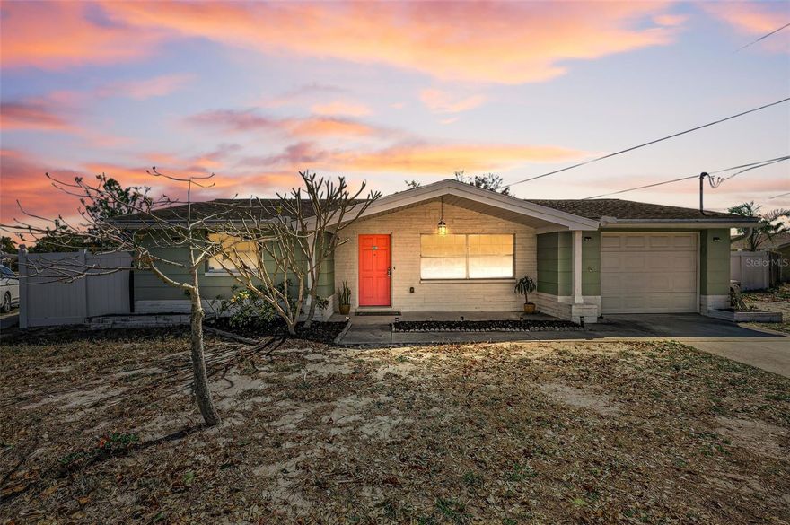 Move-in ready and fully renovated 2-bedroom, 2-bath home situated on a rare lot in desirable New Port Richey, FL. Offering over 1,300+ square feet of single-story living, this home combines updated interiors with exceptional outdoor space and privacy.

Inside, all rooms — including the kitchen — have been thoughtfully renovated. Both bathrooms have been completely updated (2024 & 2025), including a newly renovated primary suite featuring tile flooring and a beautifully updated shower (Sept 2025). Both bedrooms are spacious with large closets, including a walk-in, and either could function as a primary bedroom.

The living area features recessed/canned dimmable lighting (2025) and flows into a versatile bonus room with French doors (2024), ideal for a home office, den, flex space, or sunroom overlooking the backyard. All-tile flooring throughout provides a clean, modern look and easy maintenance. The home also features a strong AC system that has been regularly serviced.

Step outside to your private backyard oasis. The double lot provides added privacy and endless possibilities — host gatherings, create your dream outdoor retreat, or enjoy the low-maintenance rocked landscaping accented with palms. A pergola with outdoor fan (2023) creates the perfect shaded entertaining space. The fenced yard offers additional privacy, and there is potential for a mini patio off the primary bedroom.

Enjoy morning coffee on the covered porch with beautiful sunrises, and unwind in the evenings with Gulf-facing sunsets and refreshing coastal breezes. Located just 15 minutes to famous Gulf beaches and within easy access to multiple beaches, parks, bike trails, kayaking, boating, and waterfront activities. Conveniently positioned near Palm Harbor, Tarpon Springs, and the vibrant amenities of the Tampa Bay area — truly live where the world vacations.
