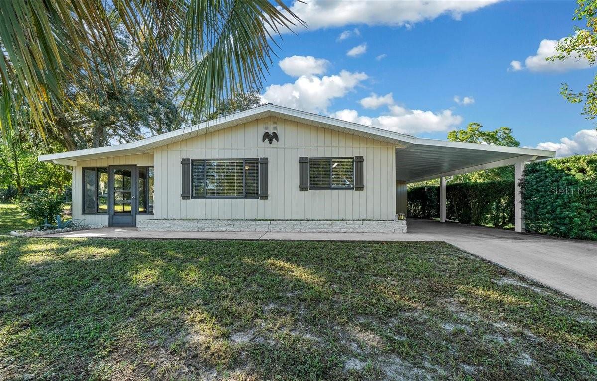 Experience the perfect mix of comfort, value, and tasteful design in this beautifully renovated 2-bedroom, 1-bath home in Pine Run Estates. Offering inviting indoor and outdoor spaces, this charming residence is a true standout in its price range and community!
Step inside to find tile flooring throughout, a bright open layout, and abundant natural light that enhances every room. The updated kitchen features a stainless steel undermount sink, tile backsplash, and modern appliances including a dishwasher, range, and refrigerator. Off the kitchen, the dining area flows seamlessly into the spacious living room, which opens to an enclosed patio through sliding glass doors, perfect for morning coffee or afternoon relaxation.
Down the hall are two generously sized bedrooms, each with walk-in closets, and a renovated bathroom with a built-in linen cabinet. A separate indoor laundry room (attached to the covered carport) includes a washer and dryer, pegboard walls for organization, and a window that adds natural light to the space. Outside, the well-maintained yard features mature landscaping and a peaceful setting.
Residents of Pine Run Estates, an established 55+ community, enjoy a calm and friendly atmosphere with the freedom to be as social or private as they choose. Amenities include a clubhouse, swimming pool, recreational sports, and more, all for just $148 a month, which also covers trash service.
This move-in ready home combines affordability and comfort within a golf cart–friendly community. Schedule your showing today!