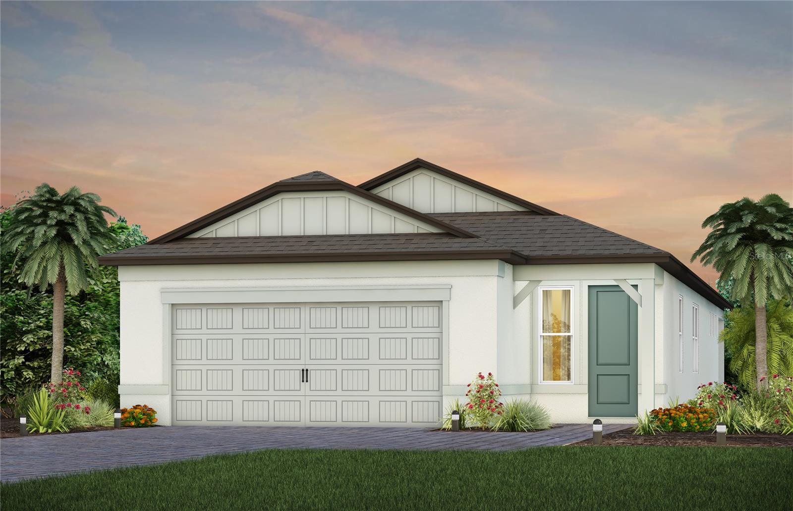 Enjoy all the benefits of a new construction home and experience a new level of retirement living at Del Webb BayView. This active adult community is located 30 minutes from downtown Sarasota, St. Petersburg, and Tampa. BayView is centered around signature resort-style amenities so you can stay active and where your neighbors become long-time friends.
With 2 bedrooms, 2 baths, and a versatile enclosed flex room, the Hallmark home design offers an open, consumer-inspired, single-story floor plan and the upgraded finishes you’ve been looking for. The designer kitchen with a center island features stylish burlap cabinets, quartz countertops with a tiled backsplash, and stainless steel Whirlpool appliances, including a built-in oven and microwave, a stovetop with a wood canopy hood, dishwasher and refrigerator.
The bathrooms have burlap cabinets and quartz countertops. At the rear of the home, the private Owner’s suite features a walk-in closet and an Owner’s bath with a generous vanity, dual sinks, and a walk-in shower with heavy glass door. There is upgraded tile flooring in the main living areas, flex room, bathrooms, laundry room and owner’s suite and stain-resistant carpet in the secondary bedroom.
Additional upgrades and features include a screen enclosure at lanai, upgraded laundry room with built-in cabinets and Whirlpool washer and dryer, a pocket sliding glass door from the gathering room, LED downlights in the gathering room, under cabinet lighting in ktichen, 2” faux wood blinds in whole home, glass insert at front door and a Smart Home technology package with a video doorbell.