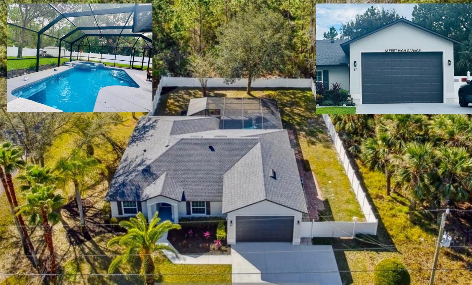 One or more photo(s) has been virtually staged. HAVE A BOAT, CAMPER OR WORK TRUCK??? We've got you"Covered" with a 12 Foot High Garage! This is a Completely Remastered Home With: Luxury Vinyl Plank Flooring & Ceramic Tile Throughout, Completely Remodeled Kitchen With: Quartz Countertops & Kitchen Island, Soft-Close Cabinets, New Samsung Stainless Steel Appliances & Stylish Tile Backsplash. Both Bathrooms have been Completely Remodeled. New Lighting & Plumbing Fixtures Throughout. There's Even a Decorative Electric Fireplace in the Family Room & Vaulted Ceilings. The Heated Pool & Spa are Newly Resurfaced with Aqua Blue Finish & A Glass Tile Design. There's a 6 Car Driveway & Fully Updated Landscaping. All This on a Huge Oversized Fully Fenced Lot for Total Privacy. * ROOF 2024 * WATER HEATER 2021 * A/C 2018 * NEW SHED & GUTTERS 2025 * YOU DEFINITELY WILL WANT TO CHECK THIS ONE OUT!!!