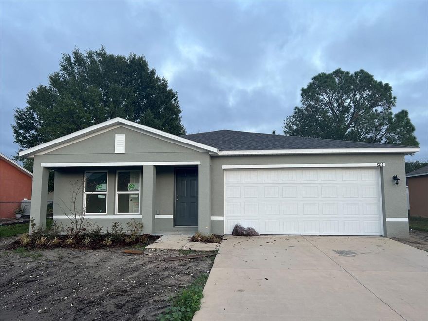 Under Construction. Under Construction. Welcome home to this NEW single-story home in the Poinciana Village community! The desirable Quincy plan boasts an open design encompassing the living, dining, and kitchen spaces. The kitchen features gorgeous cabinets, granite countertops, and stainless-steel appliances (Including range with a microwave hood and dishwasher). The primary suite has a private bath, dual vanity sinks, and a walk-in closet. This home also includes 2 more bedrooms, a den, and a whole secondary bathroom.