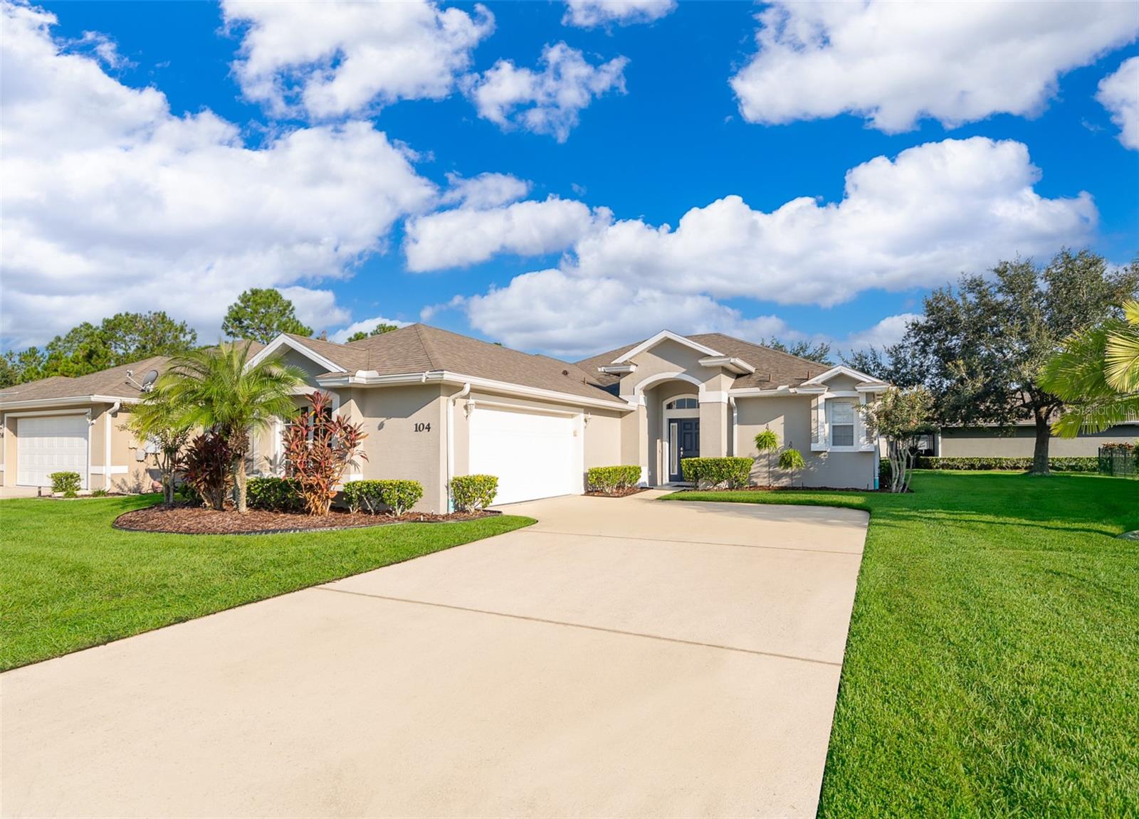 Lovely 3 bedroom, 2 bath home in desirable LPGA neighborhood, included are a fenced backyard with forest and pond views. This private home has 9ft ceilings that includes upgraded lighting and crown molding, it also includes a dedicated laundry room which includes all appliances, 2 car garage door that is a hurricane fortified door and storm shutters. Large living room that features an indoor wall fountain. The kitchen is equipped with new granite countertops, backsplash and colored led lights, included is a new large stainless sink with a touchless feature on the faucet, plenty of storage for cooking & dining with an eat-in kitchen nook located just before sliders leading out to the screen-enclosed lanai that has been newly painted and includes remote controlled lighting. The spacious primary suite has high ceilings, a large walk-in closet, private bath with new upgraded shower enclosure and a second private entrance to the enclosed lanai to enjoy the view! New flooring in Kitchen and baths -- this home is move-in ready! And let's not forget, a NEW ROOF IN MAY 2019! NEW AC 2025, NEW WATER HEATER 2024, NEW LANDSCAPING AND RENEWED SPRINKLER SYSTEM 2025, NEW DRAINAGE SYSTEM! YOU REALLY DON'T WANT TO MISS THIS ONE.
Home is located near shopping, hospitals, I-95, I-4, Daytona airport and many other amenities.