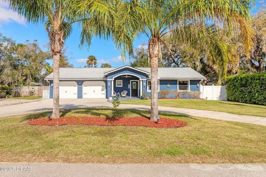 Great home with lots of upgrades. Fantastic neighborhood, NEW ROOF 2023, lots of parking, shed, carport, 4 bedrooms 3 full baths, finished garage, NO HOA, no city taxes, NO FLOODING, 1/2 ACRE OF LAND, pelican water filtration system, no sulfur smell, 2 decks, 2 patios, open and bright floorplan, double wall oven, NEW front door and French doors in back, Samsung Bespoke Refrigerator, close to boat ramp, zoned for great schools and so much more! You will love the space and location. Come view it today! Tomoka Estates is a wonderful neighborhood and this home won't last long! Owner is a Licensed Real Estate Agent