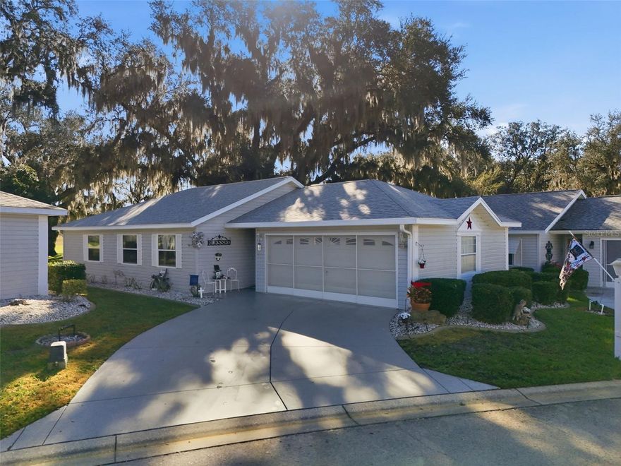 Welcome to your well-maintained villa with a beautiful golf course view in the back yard.  Home is located in the friendly, gated 55+ community of Spruce Creek South. This charming 2-bedroom, 2-bath home comes with an attached garage and has had a NEW ROOF and WATER HEATER installed in 2024. This home is move-in ready and waiting to welcome you home.  In 2025, this villa got a fresh makeover: new interior paint, stylish luxury vinyl plank floors, modern 2" window blinds, ceiling fans and updated fixtures throught--plus many more thoughtful touches.  Located conveniently near the center of the community, with easy access to the community center and all its activities. Spruce creek South is all about active living!  Enjoy pickleball and tennis courts, shuffleboard, pool, and fitness center.  For an additional fee there is an 18 hole golf course available.  Plus, golf carts are welcome, making it easy to get to nearby shopping, medical offices, and dining.  This a deed restricted community, monthly maintenance/amenities fee is required, no HOA.  Agent-owned.