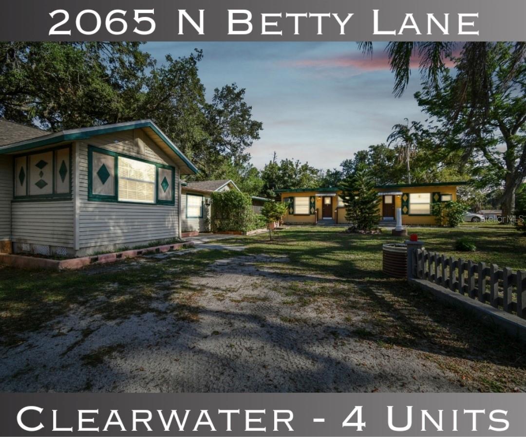 4 UNITS ON ONE PROPERTY! Live in one unit and have income from the other 3 units, or just rent all 4 units out. Perfect location! Exactly ONE MILE from DOWNTOWN DUNEDIN and LESS THAN ONE MILE to the GULF OF MEXICO, just MINUTES from HONEYMOON ISLAND and CLEARWATER BEACH! DO NOT DISTURB THE TENANTS. NO HOA. NO CDD. This Fourplex/Quadruplex is a great addition to a portfolio with only 1 current long-term and 1 short term tenant, so you can easily increase/choose the rent price you would like for the other units. Value-add also available on all the units, or rent them as they are. Short term leasing presumed OK, since subject is in unincorporated Clearwater, but to be verified by Buyer. Huge, over-sized lot allows for common areas, common gazebo, additional parking, washer/dryer hook-ups in 2 places for sharing. Possible value-add for updates/additions and/or adding additional units (Buyer would need approved variance from county). Units include: Unit 1: 2/1; Unit 2: 2/1; Unit 3: 1/1 with screened front porch; Unit 4: 2/1 (fully upgraded, see below).
This is an AS IS property, but has 1 year old roof, 1 year old hot water tanks, upgraded plumbing, electrical, new AC units and has passed all 4 point and wind mitigation reports. Unit 4 was completely renovated to BRAND NEW CABINETS in kitchen and bath, and GRANITE COUNTER TOPS, BRAND NEW STAINLESS APPLIANCES, and has central AC. Other 3 units have multiple new AC wall units, upgraded countertops, plumbing, paint, flooring in multiple units. All units have both ceramic tile and/or laminate/vinyl wood flooring, no carpet. UPGRADED ITEMS in various units include: ROOF, ACs, INTERIOR PAINT, BLINDS, HOT WATER TANKS, APPLIANCES, FLOORING, EXTERIOR DOORS, LIGHT FIXTURES, CEILING FANS, PLUMBING, PLUMBING FIXTURES, CABINETS with slow-close and dovetail drawers, COUNTERTOPS, TILE SURROUND, SCREEN DOOR.
All 4 units have electric metered separately and paid by tenants. Water is paid by Owner, but could add meters to have tenant pay directly. Serious buyers only, cash or conventional only.