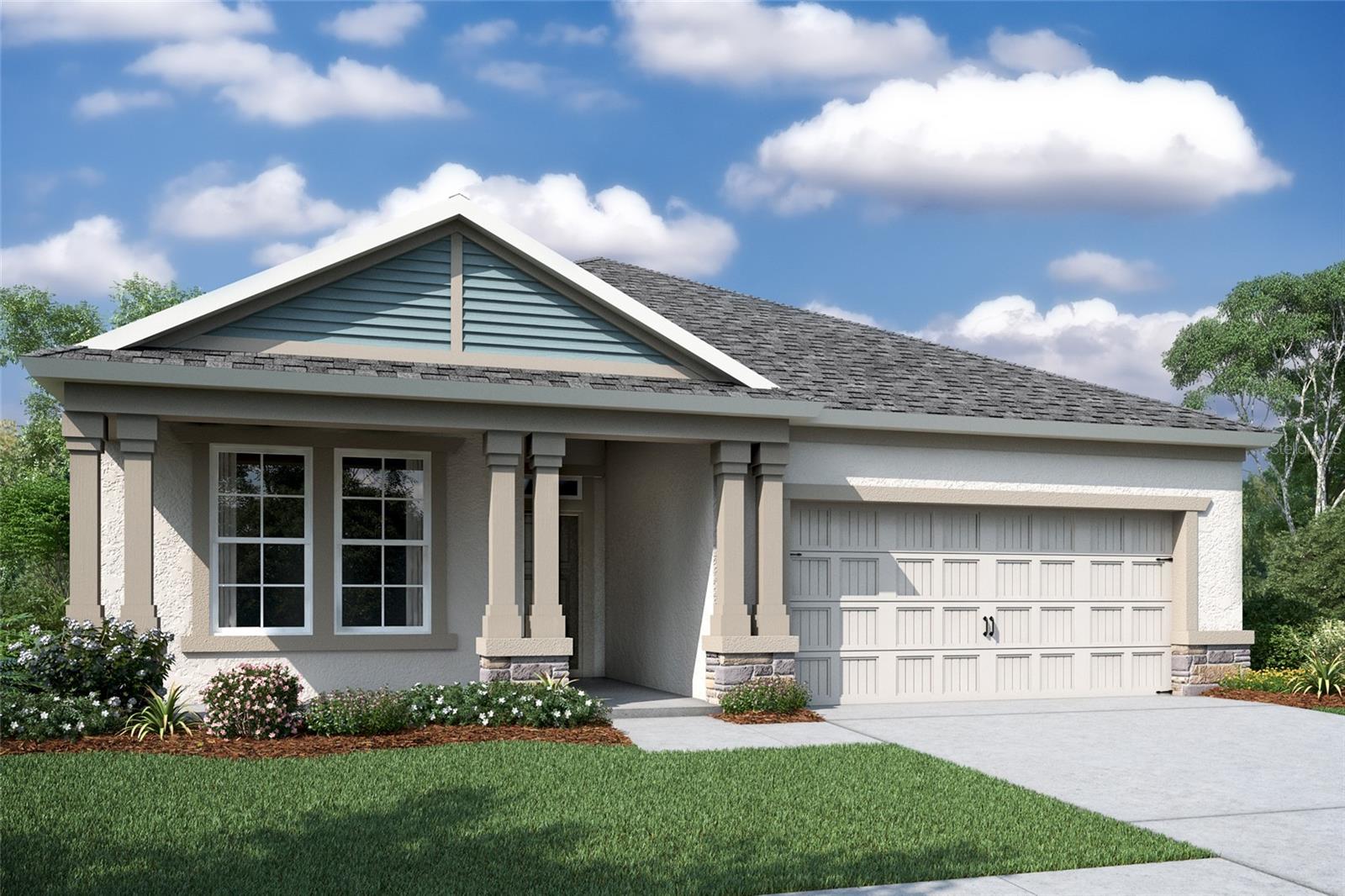 Under Construction. Discover thoughtful living in Brooksville's desirable active adult community at Cascades at Southern Hills. The Craftsman elevation is a combination of natural materials and handcrafted details, which creates an exterior that feels both inviting and substantial. The Elmwood offers 1,698 sq. ft. of easy living with 2 bedrooms, 2 full baths, and a versatile flex room perfect for a home office or creative retreat. The well-appointed kitchen features a built-in microwave, stainless steel hood vent, natural gas range, and a solid stone island ideal for meal prep and casual dining. With a split-bedroom layout for privacy, a spacious primary suite with a walk-in closet, and open-concept living areas, this home balances practicality with peace. Surrounded by protected green space, residents enjoy a community pool, pickleball courts, outdoor lounges, and a clubhouse with active social programming—creating the perfect setting where your home becomes part of a lifestyle focused on relaxation, leisure, and genuine community connection.
Home price based on standard features, lot, elevation, and structural options. Available design shop features allow you the chance to customize the interior of the home and exterior paint color, up to the start date. Design sessions must occur before the cutoff date.