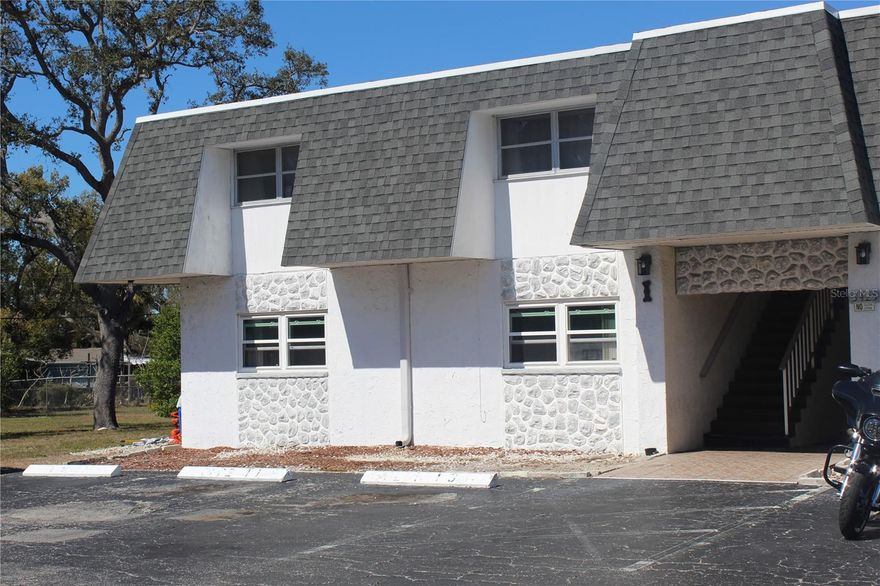 Lease your enjoyment for life. Take advantage and make spoiling yourself an option by stepping inside your freshly painted, open-concept home offering a light, airy feel and optimal value. Designed for both comfort and functionality, this no age restrictions condo community welcomes everyone. The slab, block concrete floor to ceiling construction and hurricane-impact windows and doors provides all-encompassing privacy and security for all seasons. You are further offered that tranquil outdoor retreat when you step outside of your sliding glass door into your newly screened back porch that overlooks peaceful grassy grounds centered around a beautiful oak tree where you can play with your young ones or fur babies, enjoy a picnic or race your electric bikes. Once you get done frolicking outdoors, you can enjoy thoughtful interior upgrades to include washing up at the new bathroom vanity and then casually lounging in either oversized bedroom, each equipped with new remote-operated ceiling fans. Located in a quiet neighborhood less than 5-miles from a wide variety of restaurants, grocery stores, state parks, malls, shopping plazas, and the famous Tarpon Springs Sponge Docks. The home is ideal as a primary residence or a seasonal vacation home. Don’t miss your chance to own a move-in-ready home that offers both lifestyle and value!