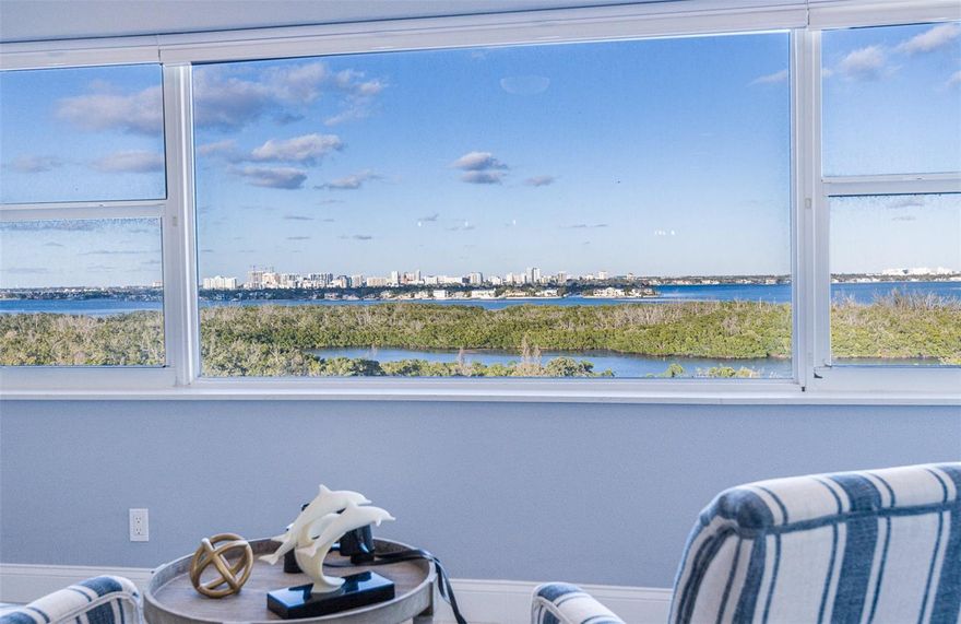 ****There is nothing left to do. Nothing to imagine. Completed in 2022, everything has been upgraded and transformed into the most modern luxury. This high-floor corner residence on Lido Beach in the Key South Tower building  has been completely transformed—from ceilings to floors—into a home where every high-end creature comfort is already in place and water views unfold from every window. The building is so modern, so updated that it even has its own hurricane/surge protection system surrounding the building-- unique and impressive. You must see this condo's extraordinary views in day and at night!!! 

****Panoramic vistas stretch across the Gulf of Mexico, Sarasota Bay, the Ringling Bridge, and downtown Sarasota, creating a constantly shifting backdrop of light, water, and skyline. Set within a Lido Beach building that has already been elevated to the highest modern building standards, this residence offers peace of mind. The HOA’s abundant reserves reinforce the sense of security -- owners love living here.
Inside, porcelain tile flows throughout, complemented by all-new ceilings and modern lighting that set a sophisticated, contemporary tone.

****The kitchen is both elegant and functional, featuring abundant new wood cabinetry, quartz countertops, and new appliances—designed for everything from casual mornings to elevated entertaining. The primary suite is a private sanctuary, framed by water views and finished with the finest luxury tile. It offers a walk-in closet, an ensuite bath with a walk-in shower, and thoughtful storage. The guest suite is equally impressive, with new tile, a walk-in closet, and beautiful views of the Intracoastal Waterway and downtown Sarasota. Spacious enough for a king bed, it also features its own walk-in shower, making it ideal for guests who appreciate comfort and privacy.

****Beyond the residence, Key Tower South has been fully reimagined, with the lobby and common areas completely renovated in 2025. Residents enjoy 220 feet of private Gulf frontage, a heated beachfront pool, expansive sundeck, direct beach access, saunas, a fitness room, library, bike storage, and on-site management—resort-level amenities without the crowds.

****This is not simply a condo. It is a fully realized beachfront lifestyle—elegant, effortless, and complete. Call now for a private showing. Prefer to experience it from afar?  Drone footage and immersive fly-throughs are available.