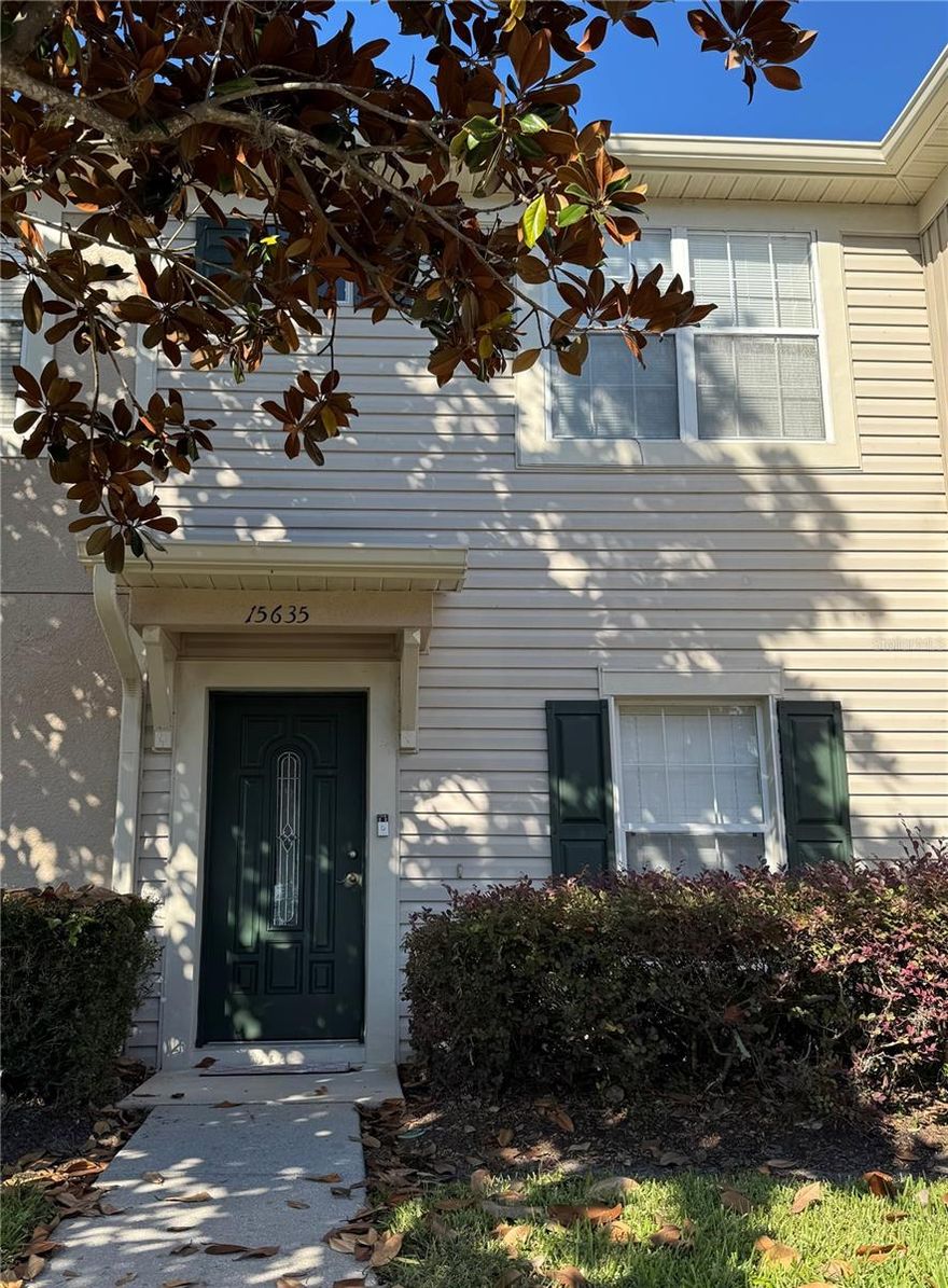 Well-maintained 2-story, 2BR/2.5BA end-unit townhome in the gated community of Lone Star Ranch, conveniently located next to the pool. Features neutral paint, carpeted living areas and bedrooms, and a functional floor plan. First floor includes living room, dining area, kitchen with appliances and pantry, and half bath. Upstairs offers two bedrooms, each with a private full bath, plus laundry closet with washer and dryer. Smart AC thermostat and smoke alarms. Screened-in back porch with no rear neighbors and exterior storage closet. Low HOA fee and includes pool, exterior maintenance, trash, pest control, and community gate. Pet-friendly (2 pets under 25 lbs). Easy access to SR 52, Suncoast Parkway, Tampa, airports, and shopping. Sold As-Is.