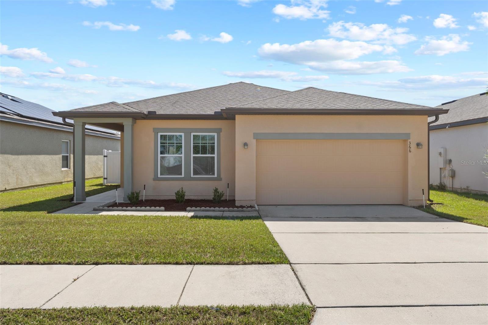 Discover modern comfort at 366 Eaglecrest Drive, a contemporary and charming 3-bedroom, 2-bathroom home built in 2018 that blends style, function, and everyday ease.
Step inside to find a bright open layout with wood-look tile flooring throughout the main living areas, kitchen, and office. The kitchen shines with upgraded appliances and ample cabinetry, flowing seamlessly into the dining and living spaces, perfect for both daily living and entertaining.
The spacious primary suite features a walk-in closet and private en-suite bath, while thoughtful details like gutters and a Ring doorbell system add extra peace of mind. A two-car garage provides additional convenience and storage.
Out back, enjoy your fully fenced yard, a private space ideal for pets, play, or relaxing evenings outdoors.
Set in a growing Haines City community, this home offers easy access to major highways, shopping, dining, and neighborhood green spaces.