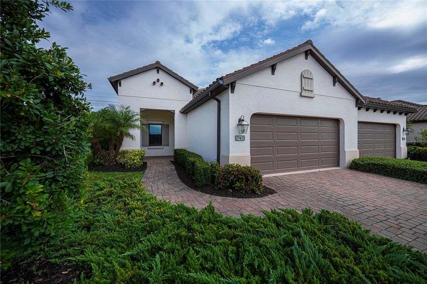 One or more photo(s) has been virtually staged. Welcome to your slice of tropical paradise in the gated, picturesque community of Boca Royale Golf & Country Club (no CDD fees) where resort-style amenities enhance everyday living.  Just minutes from the sugar-sand beaches of the Emerald Gulf Coast, this immaculate home offers 3 bedrooms, 2 bathrooms, a separate den/office, and a 2-car garage. Upon entering you are greeted with an abundance of natural light and an inviting open-concept living and dining area. Sliding glass doors lead to the extended lanai, the perfect spot to enjoy your morning coffee or unwind with an evening beverage. The heart of the home is the spacious kitchen, showcasing beautiful white quartz countertops, an expansive island, ample cabinetry, a pantry, stainless steel appliances, and a gas range. Just off the kitchen is a dedicated laundry room equipped with a washer and dryer and generous storage—ideal for beach gear and more. The split floor plan features a grand primary suite with serene preserve views, an en suite bathroom with dual vanities, and a spacious walk-in closet. Two additional bedrooms and a full bath provide comfortable accommodations for visiting family and friends, giving everyone space to relax and recharge. When you’re ready to venture out, Boca Royale has something for everyone. Your HOA benefits include complete lawn maintenance, irrigation, a newly designed fitness center, 2 elegant dining areas that over-look the beautifully manicured golf course, a modern bar, and a dog park.  The neighborhood pool has a spa and dining area with access to outdoor BBQ grills to entertain friends and family.  Social Membership (a one-time fee) includes clubhouse participation in Mahjong, Bingo, Trivia and many social gatherings and entertainment.  If golfing is your passion, there is an  option to join the Golf Membership and enjoy the newly redesigned par-71 course crafted by renowned architect Gordy Lewis. If you’re ready to explore, Venice Island, Wellen Park, and Englewood are just minutes away, offering endless dining, shopping, and local attractions to enjoy.Come experience the beauty of Boca Royale—and get ready to fall in love. Here, you truly can vacation where you live.