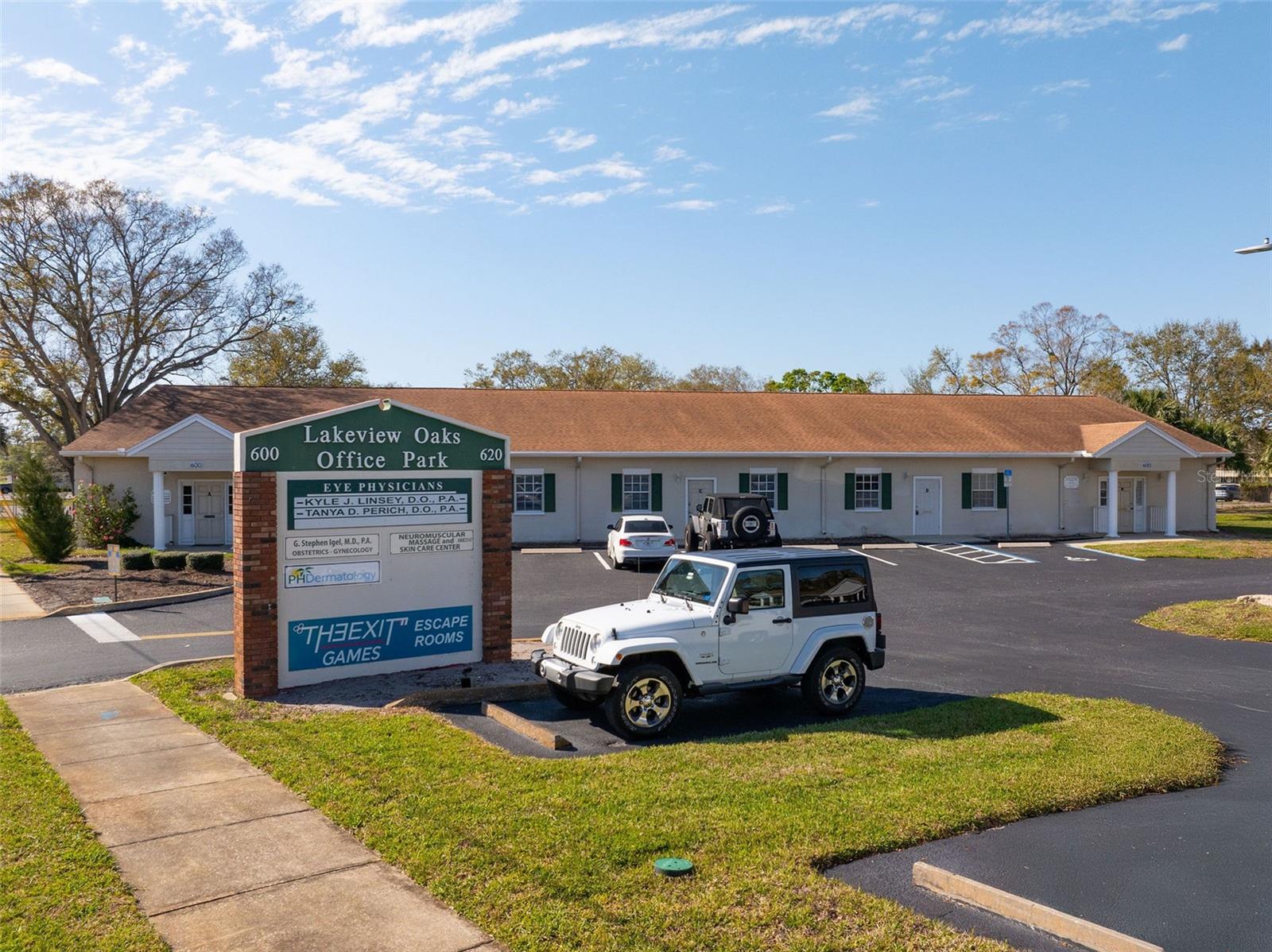 This newly updated professional office is just .6 miles from Morton Plant Hospital with ample parking and on a main thoroughfare. With a fresh update of new flooring, new counter tops, feature walls and fresh paint throughout. There are 5 offices, 3 bathrooms, lobby, reception and storage room. Zoning allows for many professional uses. Zoned IRT, find list of full uses in attachments. Work alongside other professionals such as eye physicians, dermatologists and dentistry. Street front signage will be included.