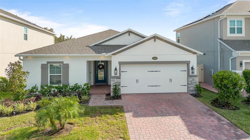 Beautifully maintained 4-bedroom, 2-bath home in the desirable Eden at Crossprairie community . This property offers a perfect combination of modern design and functionality. Step inside and fall in love with this charming and cozy house, where comfort meets style in every corner.” The open-concept floor plan features a spacious living area filled with natural light, ideal for both everyday living and entertaining. The kitchen includes stainless steel appliances, solid-surface countertops, a large center island, and ample cabinet space. The primary suite provides a private retreat with a generous walk-in closet and a well-appointed a suite bathroom featuring dual vanities and a walk-in shower. Three additional bedrooms offers flexibility for family, guests, or a home office. Enjoy time with family and friends or have a nice night outdoor living with a covered lanai complete with an electric chimenea, creating the perfect outdoor space for relaxing or hosting gatherings year-round. Prime location close to shopping, dining, major highways—offering easy access to Lake Nona, Orlando, and surrounding areas.