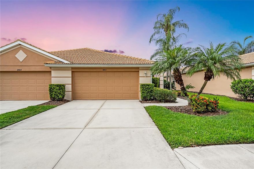PRICE DROP! $299,999!! Lowest priced WATER VIEW villa in Stoneybrook, Heritage Harbour's Golf Course Community. MOVE IN READY 2 bed/2 bath, 2062 total square foot with LOW HOA FEES of $385.67 a month with NO MANDATORY club membership or minimum food and beverage dues! Nestled on a private cul-de-sac, peaceful pond views & lush tropical landscaping that the HOA maintains for you. Sip your morning coffee on the screened-in lanai while watching the birds and soaking in the tranquil beauty of this friendly, active neighborhood. Inside, fresh trending Behr paint creates a perfect blank canvas, complemented by brand new carpet in the primary suite—the only carpeted room—and Stanley Steamer professionally cleaned floors throughout, 2021 water heater & 2017 A/C. Updates also include a new stainless steel kitchen sink and a new front door handle and lock set. A curated collection of amenities for the ultimate Florida lifestyle including: resort style swimming pool, newly remodeled play ground, soccer fields w/ rest rooms, walking trail,  pickle-ball and tennis courts, "sandy" volleyball court, golf course, hitting range, putting green, fitness center, newly renovated dog park, clubhouse with a restaurant and full bar. This is the perfect blend of value, comfort and the true Florida lifestyle.