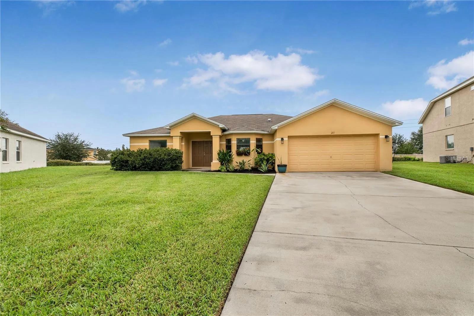 Great living and relaxing opportunity on this great house, new upgraded with amazing new tile floor around the house, split rooms for family privacy very nice community, big driveway close to Disneyworld park, restaurants, shopping centers, golf fields and all popular stores. One floor big house. Just call for showing.