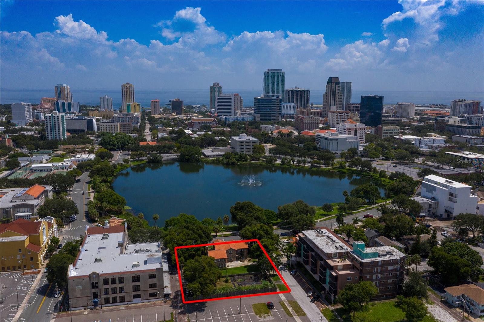 This property, in the heart of downtown St. Petersburg, is site for one of the most exciting development opportunities. The 23,000 square feet of land features approximately 124 feet directly on Mirror Lake, with easy access to highways and public transportation. The property is zoned DC-2, which allows dense commercial and residential development. The site also features a maximum density of 7 FAR, with streamlined building approval for any site up to 150 feet and public hearing only required for any proposed building height that exceeds 150 feet. Demolition of all existing structures has been approved and the site is being sold as a development site with entitlements intact. The property offers unobstructed views of Mirror Lake and, further to the east, Tampa Bay.