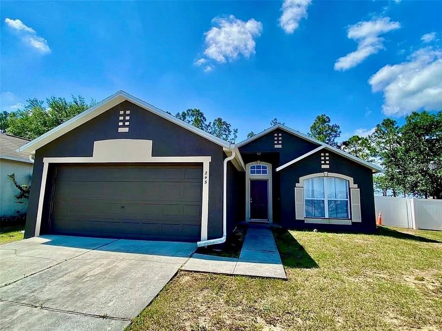 Welcome to this beautifully maintained 3 Bedroom / 2 Bathroom home in the desirable Pines West community. Featuring an open floor plan with vaulted ceilings, tile floors in main living areas, and carpet in all bedrooms for added comfort. The bright kitchen opens to the living and dining areas, perfect for entertaining or family time. The spacious primary suite offers a walk-in closet and private bath. Enjoy Florida living on the screened patio overlooking the fenced backyard. Conveniently located near US-27, I-4, shopping, restaurants, and Central Florida attractions. Ready to Move-in November 1st, schedule your showing today!