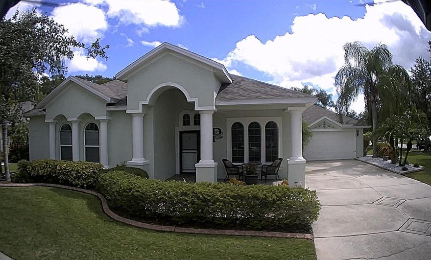 This amazing 3 bedroom 2 bath split floor plan home is located on a large corner lot in the very popular Venetian Bay. The large, privacy fenced backyard has a spectacular screened in heated in ground salt water pool built in 2021. This well maintained home offers a large tiled great room with coffered ceilings, crown molding and sliders that open onto your paver patio and pool area. The kitchen has Samsung Slate appliances and a custom backsplash. The primary bedroom offers an updated en suite with a soaking tub and separate shower. A sitting area with sliders accessing your back yard oasis.
The garage is oversized 24’ x 31’ and also has sliders to the backyard. Utility room off the kitchen has newer Maytag washer and dryer, deep utility sink and plenty of cabinets for storage.
New roof with 2 solar fans installed in 2017. New A/C installed in 2021.
Venetian Bay offers miles of sidewalks and trails for biking, walking, or jogging. The Town Center has a fitness center, deli, and restaurants. Golf and Country Club are open to the public. ;Water: City