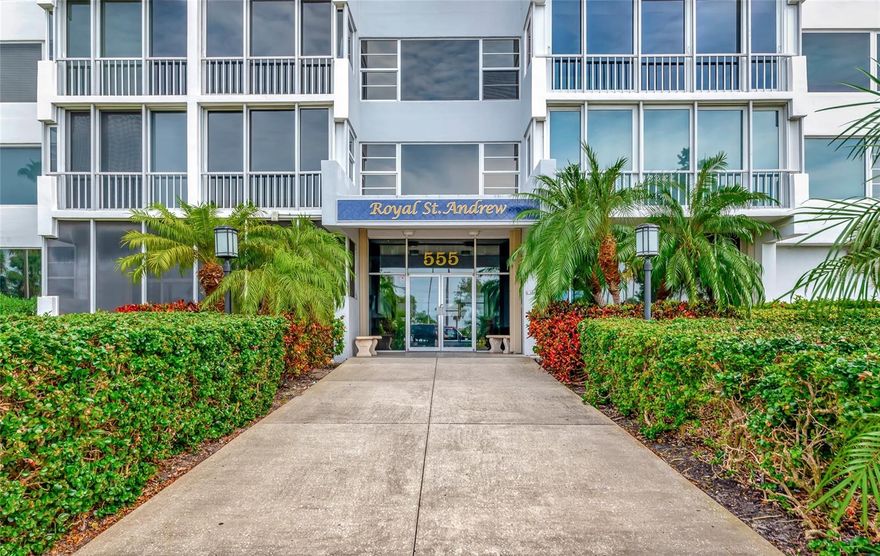 One of a kind listing in Royal St. Andrew located at 555 S. Gulfstream Ave., Unit 1203.  There are very few one-bedroom condominiums with a direct full Bay view.  The living room is extra large (15 ' x 18') and is open to a stunning modern kitchen.  The kitchen has an island in kitchen for eating which overlooks the living room with that full Bay view.  The lanai was converted to additional living space making for an even bigger living area - and yes, that spectacular view.  The master bedroom is 11'x17' and also has that incredible view of the Bay.  This condo even has a washer and dryer in the unit.    With gross living space of 1228 square feet, this condo has lower dues! 

Royal St. Andrew is located between Gulf Stream Avenue and Palm Avenue.  You can walk to anywhere downtown and enjoy everything downtown Sarasota has to offer - theaters, restaurants, marina, parks and so much more.  

Don't let this spectacular property get away from you.