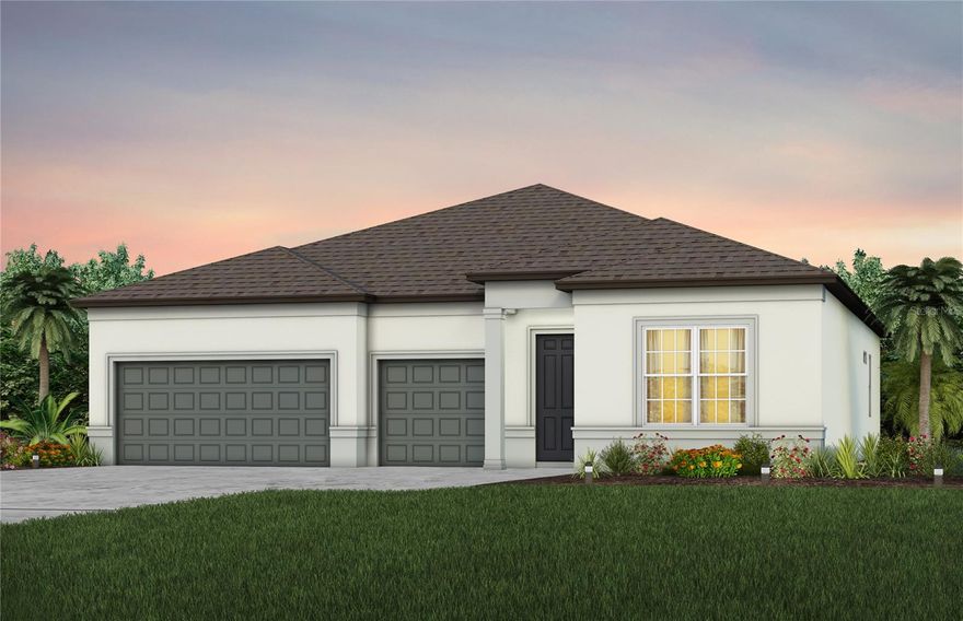Under Construction. Pulte Homes is Selling in Riverwood! Enjoy all the benefits of a new construction home in this highly amenitized community, ideally located in Wesley Chapel. This new community will feature a resort-style pool with an open cabana, a clubhouse, a fitness center, nature trails, shared green spaces, pickleball courts, a screened-in game room, and a dog park! 
This new consumer-inspired home design, the Mahogany, has all the space you need with the designer finishes you’ll love. The gourmet kitchen showcases a large center island with single bowl sink and upgraded faucet, upgraded white cabinets, 3cm quartz countertops with 3”x12” tiled backsplash, a walk-in pantry, and Whirlpool stainless steel appliances including a built-in oven and microwave, dishwasher, refrigerator and stovetop with range hood.
The bathrooms have white cabinets and  quartz countertops. Plus, the Owner’s bath features a walk-in shower, linen closet, dual sinks, and private commode. There is luxury vinyl plank flooring in main living areas, 18”x18” tile floor in the baths and laundry room and stain resistant carpet in the bedrooms. 
This home makes great use of space with a 4th bedroom and full bath, an oversized Owner’s suite and spacious walk-in closet, convenient laundry and a 3-car garage. The spacious gathering room opens to a covered lanai, ideal for entertaining.  
Additional features and upgrades include a pocket sliding glass door to the lanai, LED downlights in the gathering room, floor outlet, and a Smart Home technology package with a video doorbell. 
Enjoy peace of mind with Pulte’s transferable, 10-year Limited Structural Warranty that covers materials and workmanship in the 1st year, workability of plumbing, electrical, HVAC, and other mechanical systems through the 2nd year, various types of water infiltration and internal leaks through the 5th year, and the structural integrity of the home through the 10th year. Plus, we’re currently offering limited-time incentives and below-market rates!