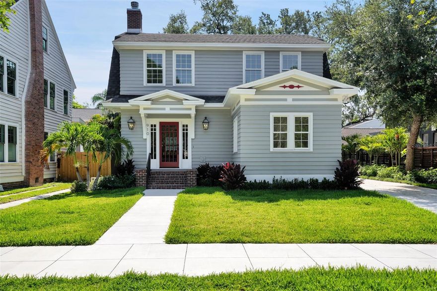 Worry free living at its best in the highly coveted Hyde Park!  This TAMPA TREASURE has been transformed to a RARE GEM thanks to extensive renovations!  No need to hire an architect, wait for approval from the ARC, hire a contractor, purchase the materials, and wait months for the work to be finished.  910 S Fremont is ready for you NOW!    This beauty exudes the charm of old Hyde Park with the ease of new construction.  While the home reflects the Historic Guidelines of Hyde Park, the plumbing, AC systems, electrical, roof, structure and everything in between is all up to current code.  You get to enjoy smooth walls, plenty of LED lighting, impact rated wood clad windows and so much more!  Beyond amazing quality of construction, this location is the epitome of walkability! Stroll one way to visit Hyde Park Village or the other to dine at a favorite restaurant on Howard.  Both are a few blocks away!  Upon entering the front door, note the high ceilings, exceptional millwork, abundance of natural light, and solid wood floors.  To your right, tucked away from the rest of the home is a fabulous primary suite featuring a gorgeous bathroom with a dual sink vanity with marble counters and added outlets underneath, a freestanding bathtub and separate shower.  Off the primary is a fabulous Florida room.  Use it as a workout space, office, nursery, or whatever you desire.  The flow of this home is perfect for entertaining!  Create an intimate sitting area by the wood burning fireplace.  Host formal dinner parties or game night off the family room. Watch your favorite movie in the family room or open the French door and take the fun outside.  Chefs will love the 6-burner gas range, spacious quartz counters, and solid wood cabinets, of which there are many!  And the island is to die for!  There is also seating in the breakfast nook for informal meals.  Continuing in the main house, venture upstairs, to find three more bedrooms, two full baths, and a large laundry room.   Wish you had a separate space for guests or a gym?  Not to worry 910 Fremont offers BOTH!  Off the two-car garage find a large bonus room and half bath.  But wait, there's more!  Above the garage, there is a one-bedroom apartment with living space, full bath, and a kitchenette!  Perfect for friends or family who require an extended stay.  Not only will you love living here, but you’ll also appreciate that all the work is COMPLETE and EXCEPTIONAL!  Schedule your showing today!