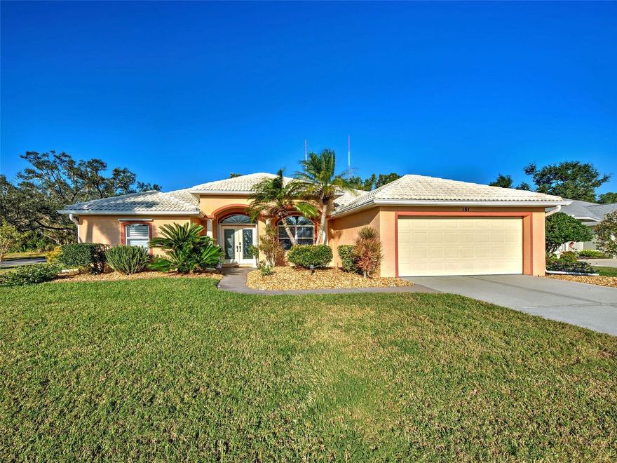 Finally a home that is perfectly placed! Located within 10 minutes of the Sandy Beaches of Venice and I-75 . It's here that you'll find a place to call home. From the moment you walk through the front door you're overcome by a feeling of tranquility. This 3 bedroom home opens up to an expansive pool area from the bedroom, kitchen, living & family rooms. Pool area is private with scenic lake and wooded views. Caged pool area is 26 x29. The home is perfectly equipped for the part timer with a heated pool, security system and hurricane shutters. Home has cathedral ceilings in the living room, tray ceilings in both the family room & master bedroom, with rounded drywall corners throughout the interior. Kitchen has an aquarium window, all stainless-steel appliances, raised panel cabinetry, granite counters and spot lighting. Master Bath features a walk-in shower and dual sinks! Garage is hurricane reinforced, has built in work bench area and extra cabinetry. Home is wired for surround sound and comes with the speakers!  Newer Clearview Pool Cage! Venice Palms offers a paved walk/bike path. Neighborhood has its owned filtered well system for irrigation - Save $$$. Don't pay the County to water your lawn. And no City taxes!