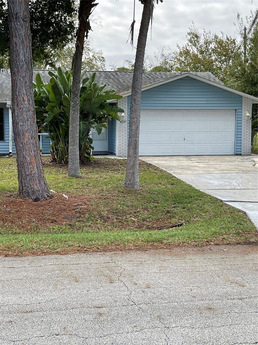 One half of a duplex. Great location in Florida Shores close to Publix Shopping center. This home would be perfect for the first time buyer, retired person or make a great rental property. Home is ready to move in with a nice neutral colors. Open floor plan with large great room and vaulted ceilings. Nice FL room across back of house. Large lot with private fenced in backyard and separate storage building. ;Water: City